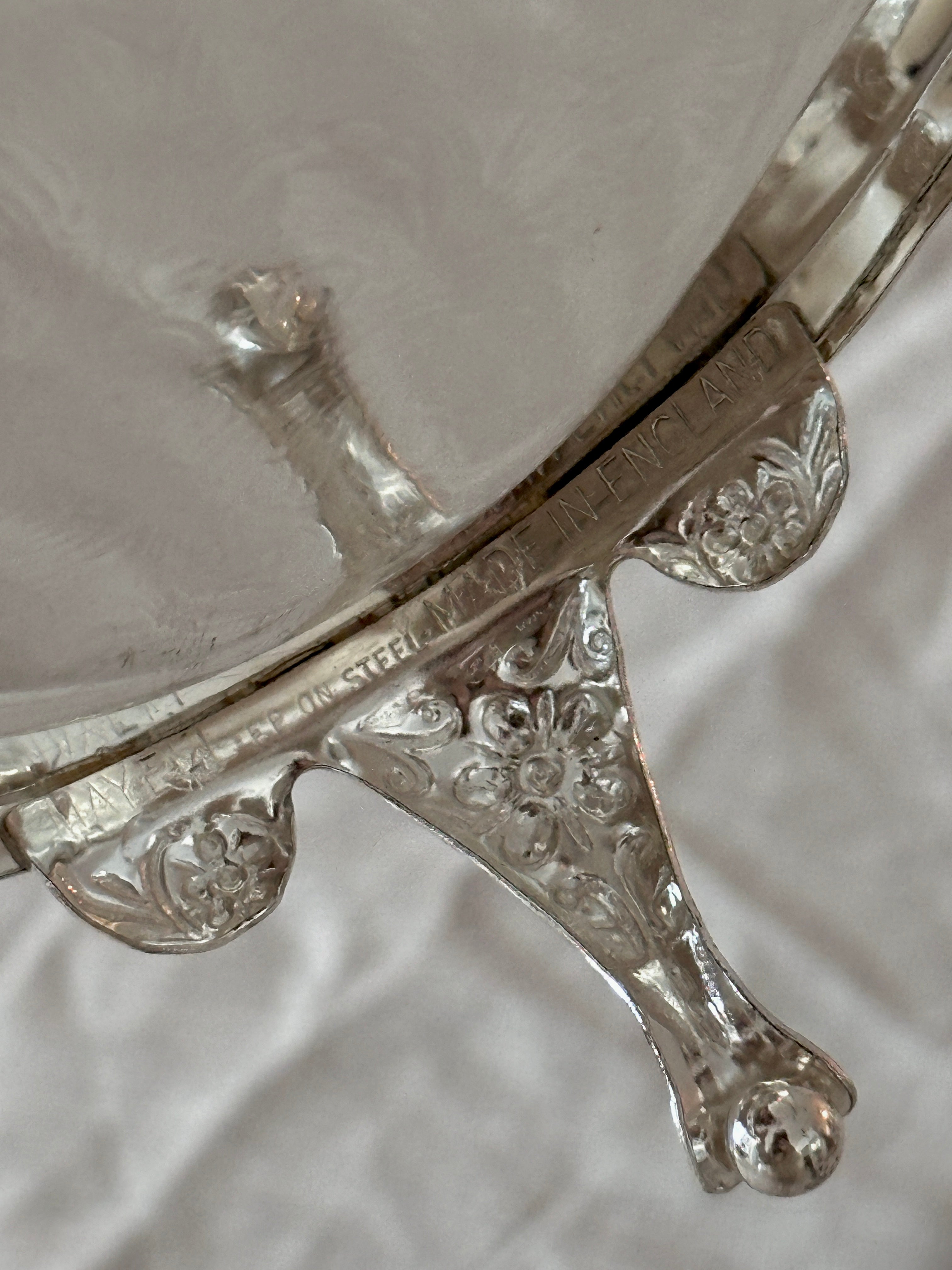 English Silver Plate Footed Gallery Tray