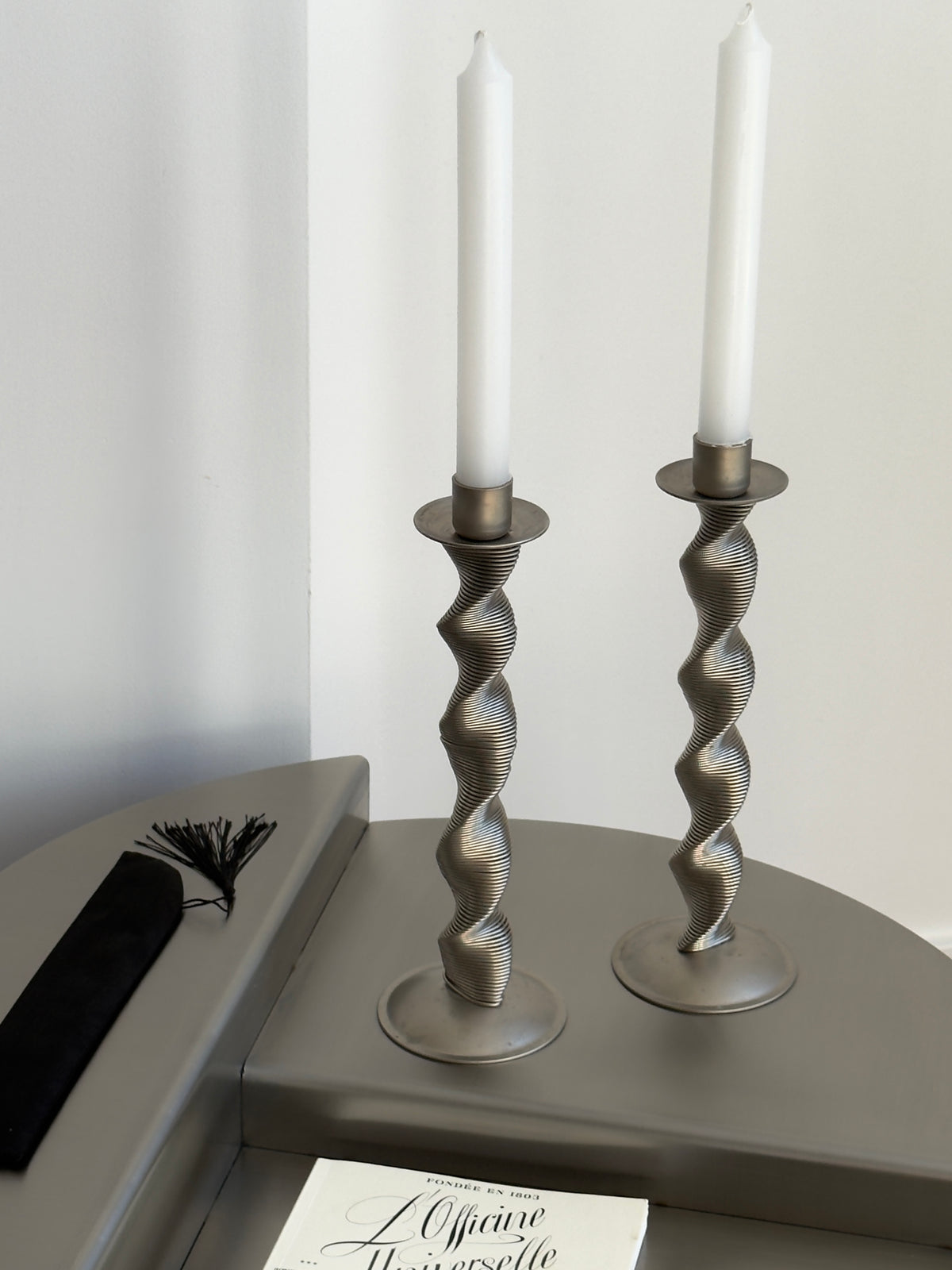 Pair of Mid-Century Twisted Candlesticks