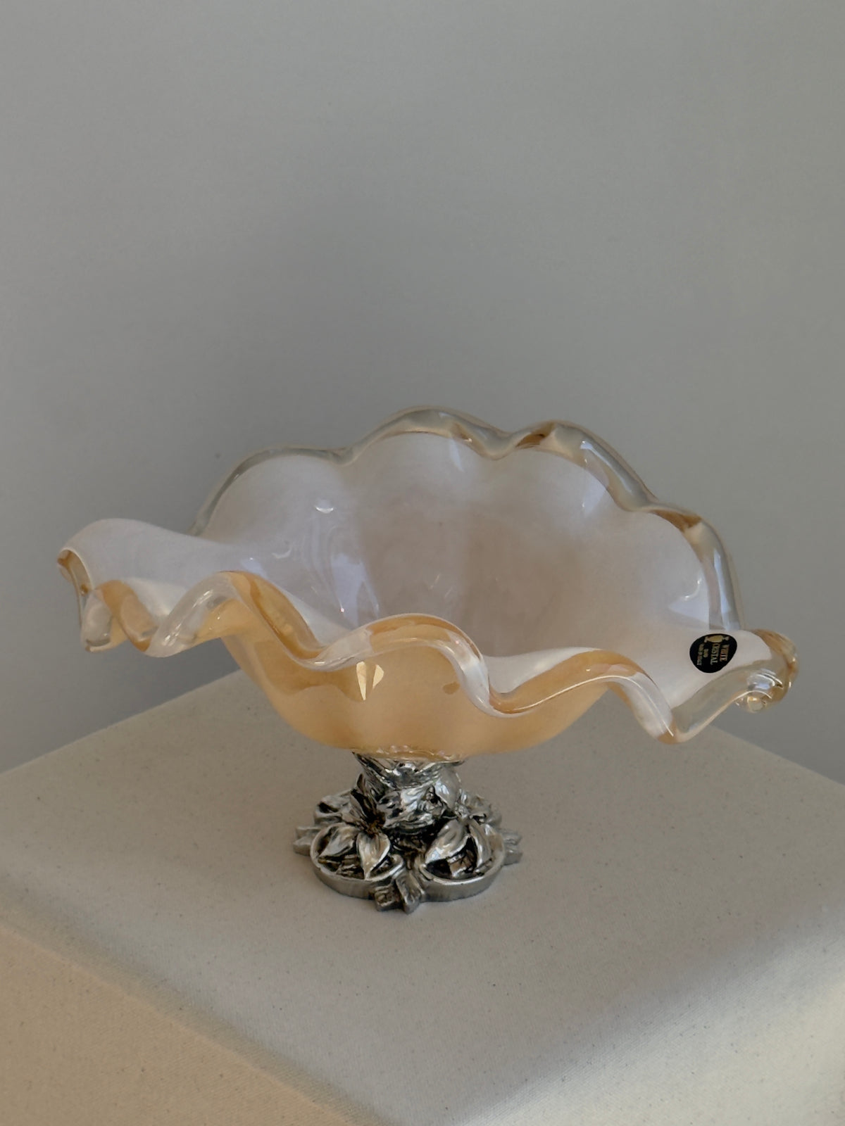 Murano Art Glass Ruffled Pedestal Bowl — Italy