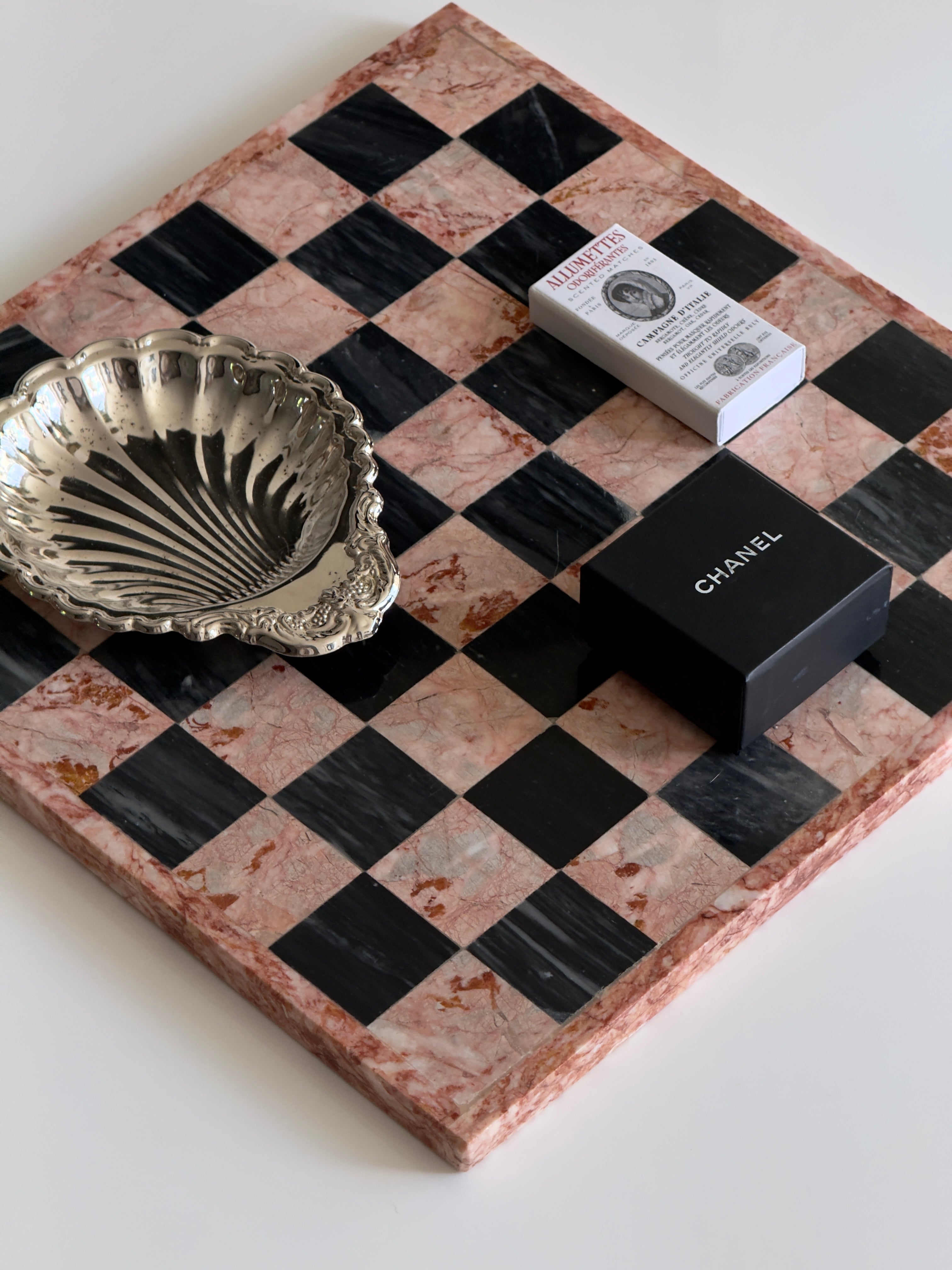 Black & Pink Marble Chessboard