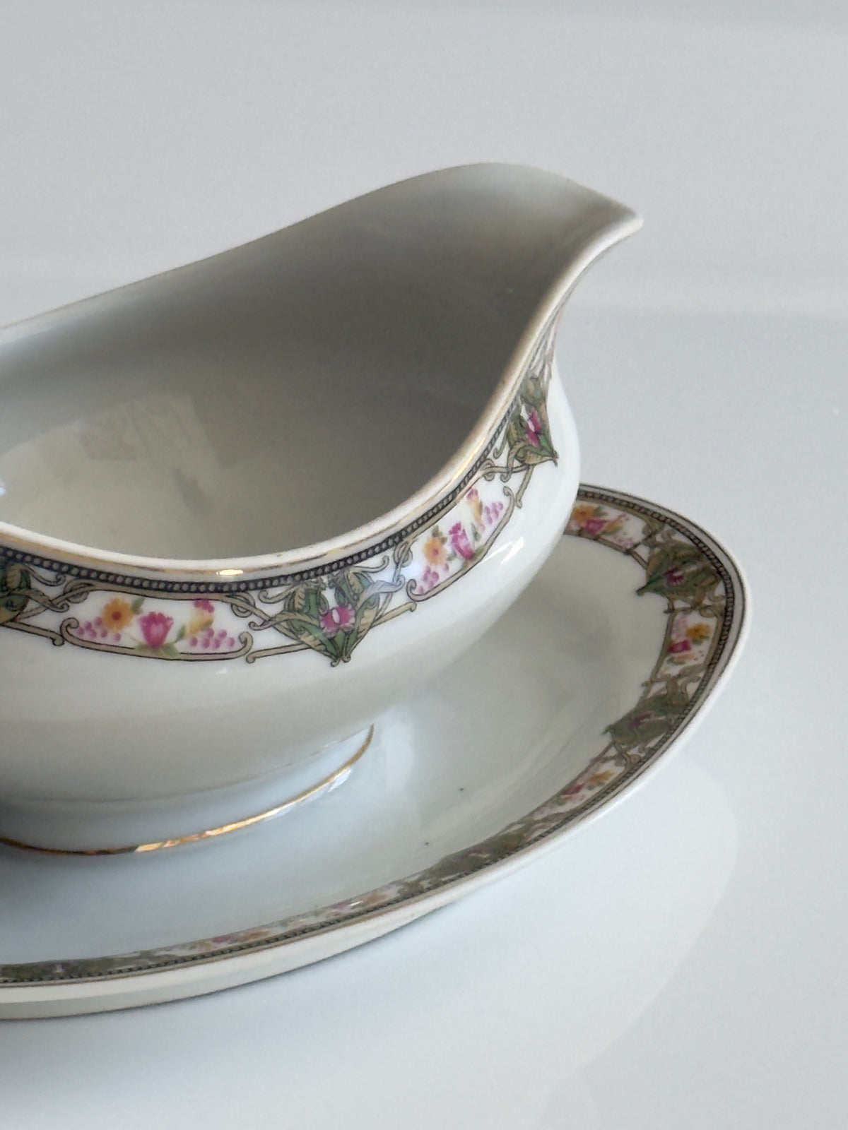 Limoges Floral Gravy Boat & Underplate — France