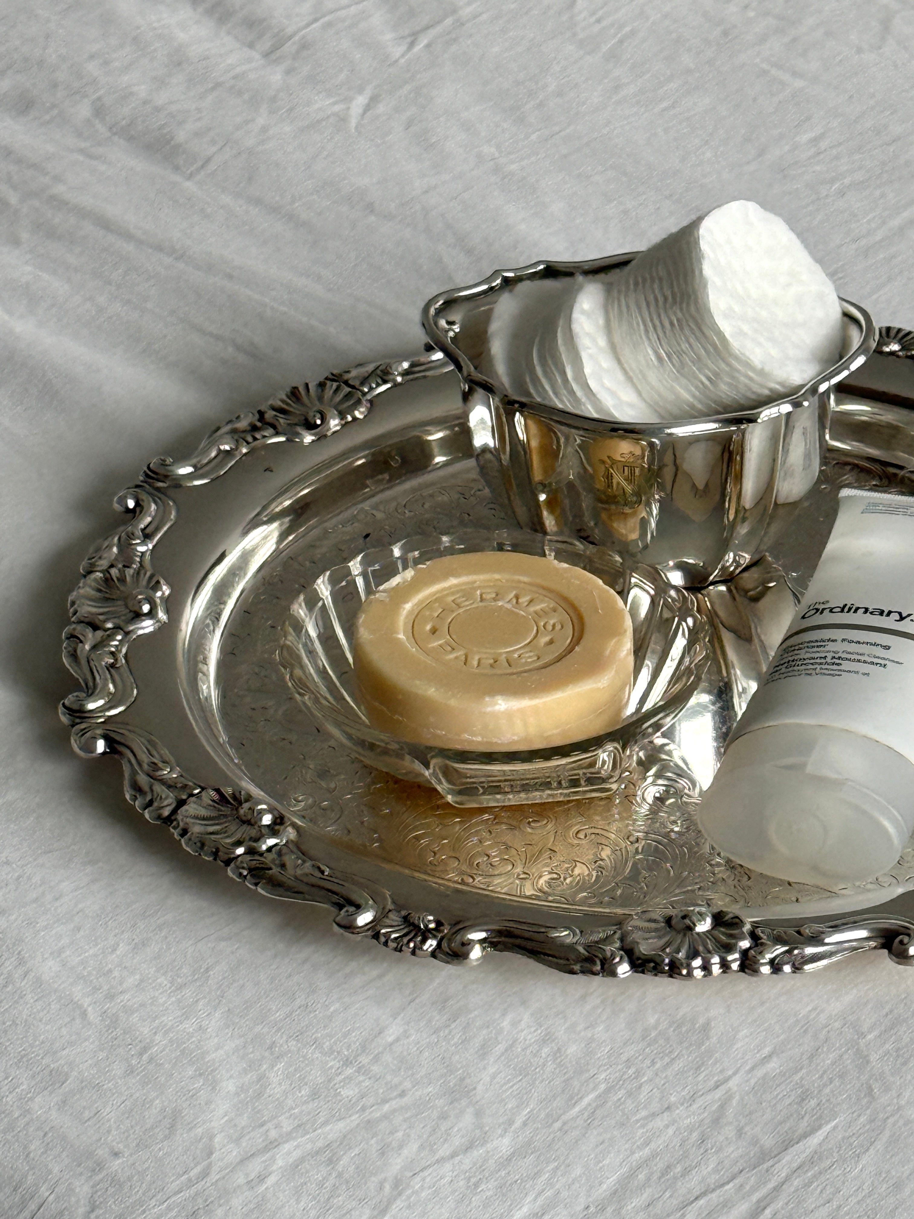 Ornate Silver Plated Vanity Tray