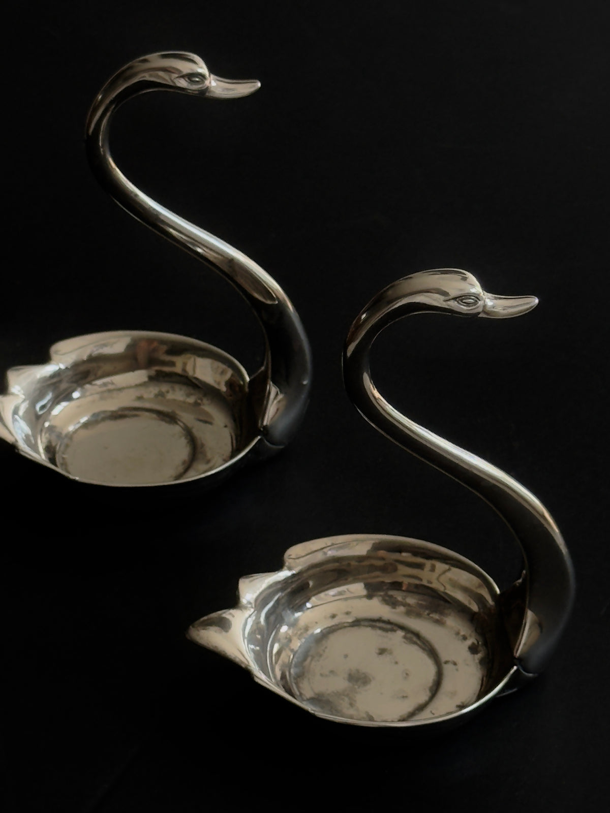 Pair of Silver Plated Swan Trinket Dish