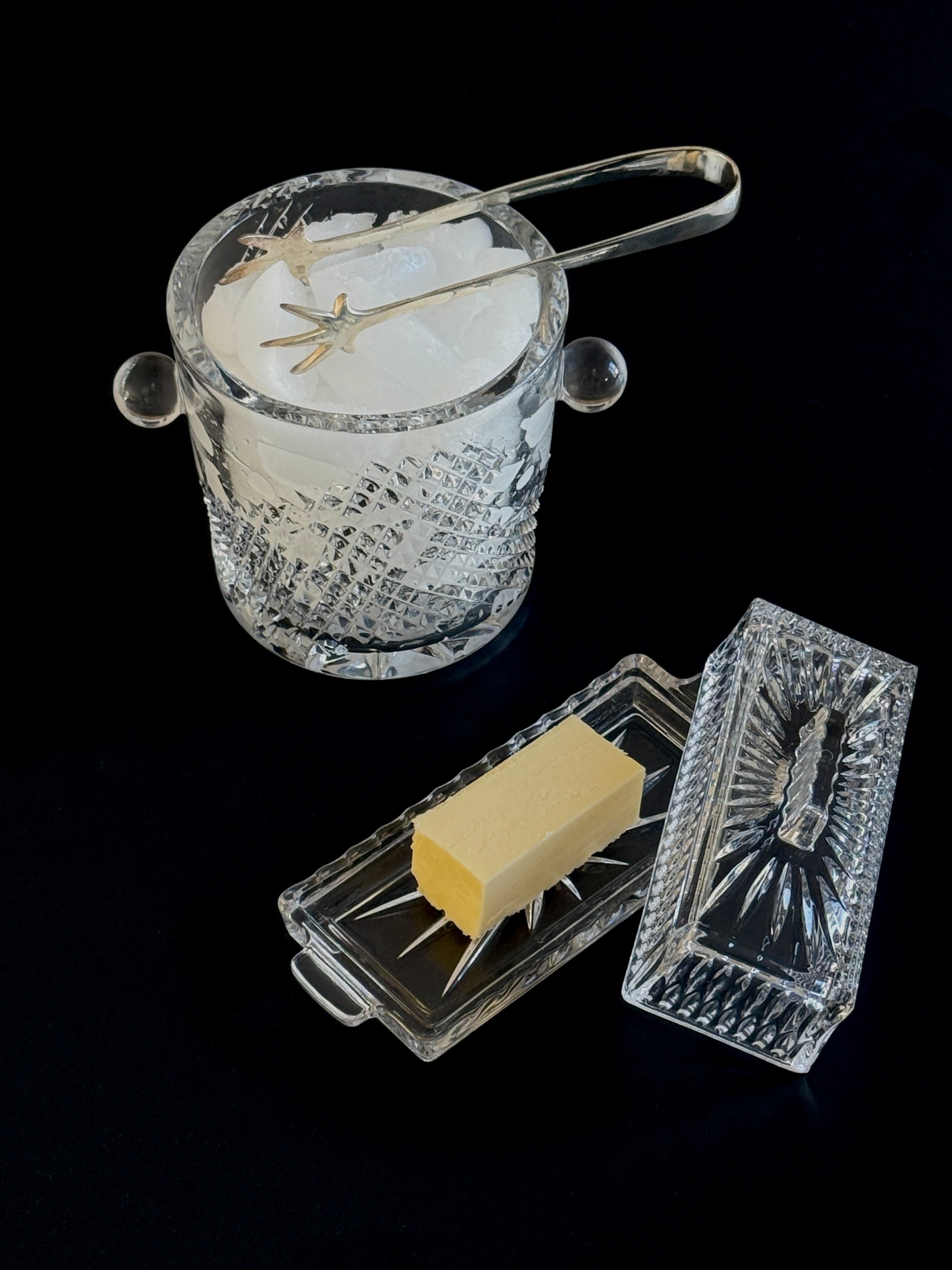 Crystal Set - Butter Dish & Ice Bucket