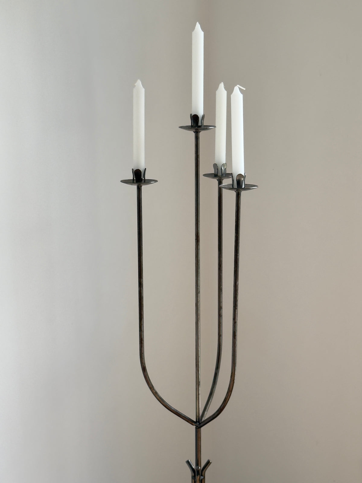Sculptural Wrought Iron Floor Candelabra