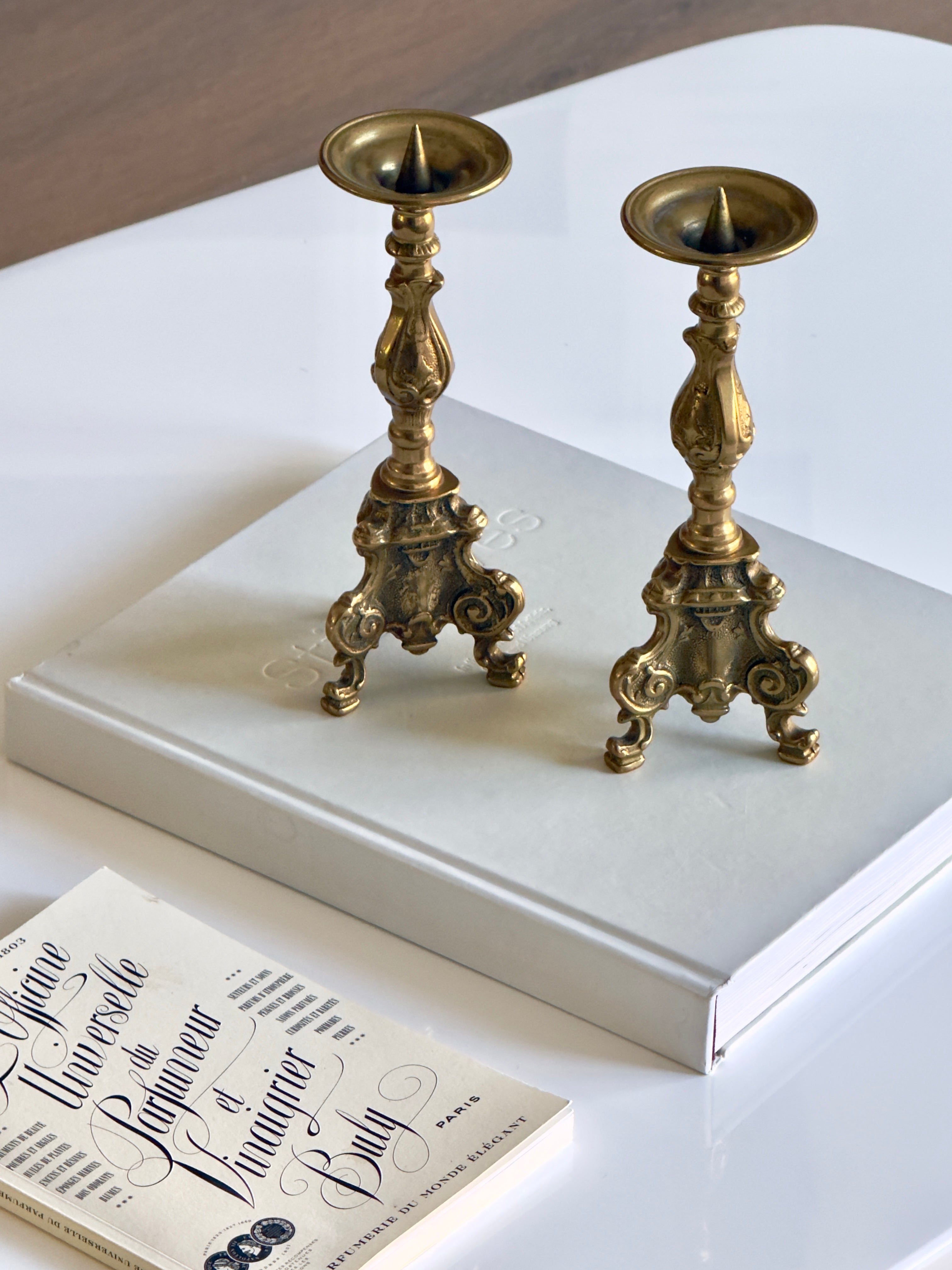 Pair of French Brass Vintage Candlestick
