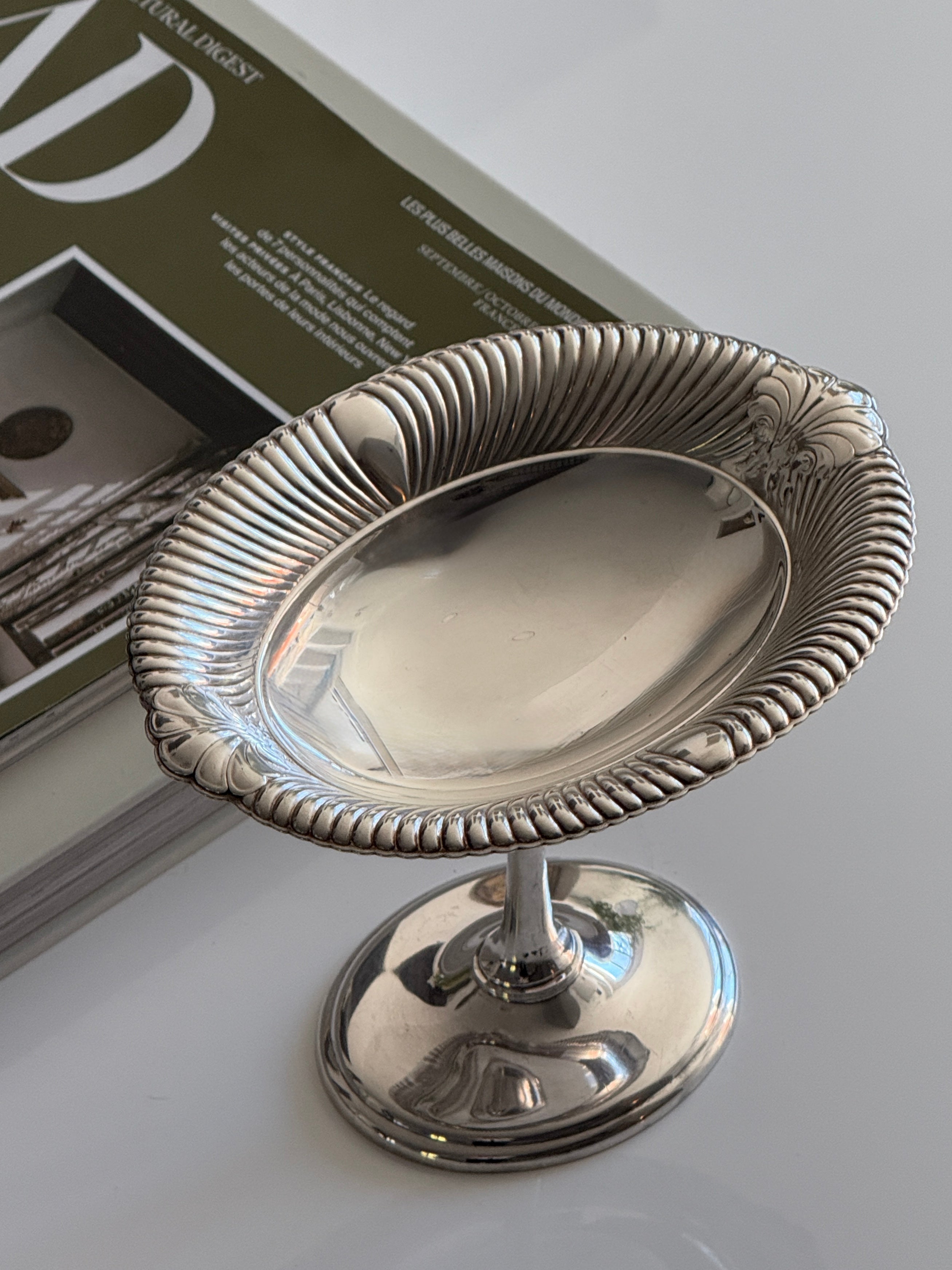 Ornate Silver Plated Pedestral Dish 1940s