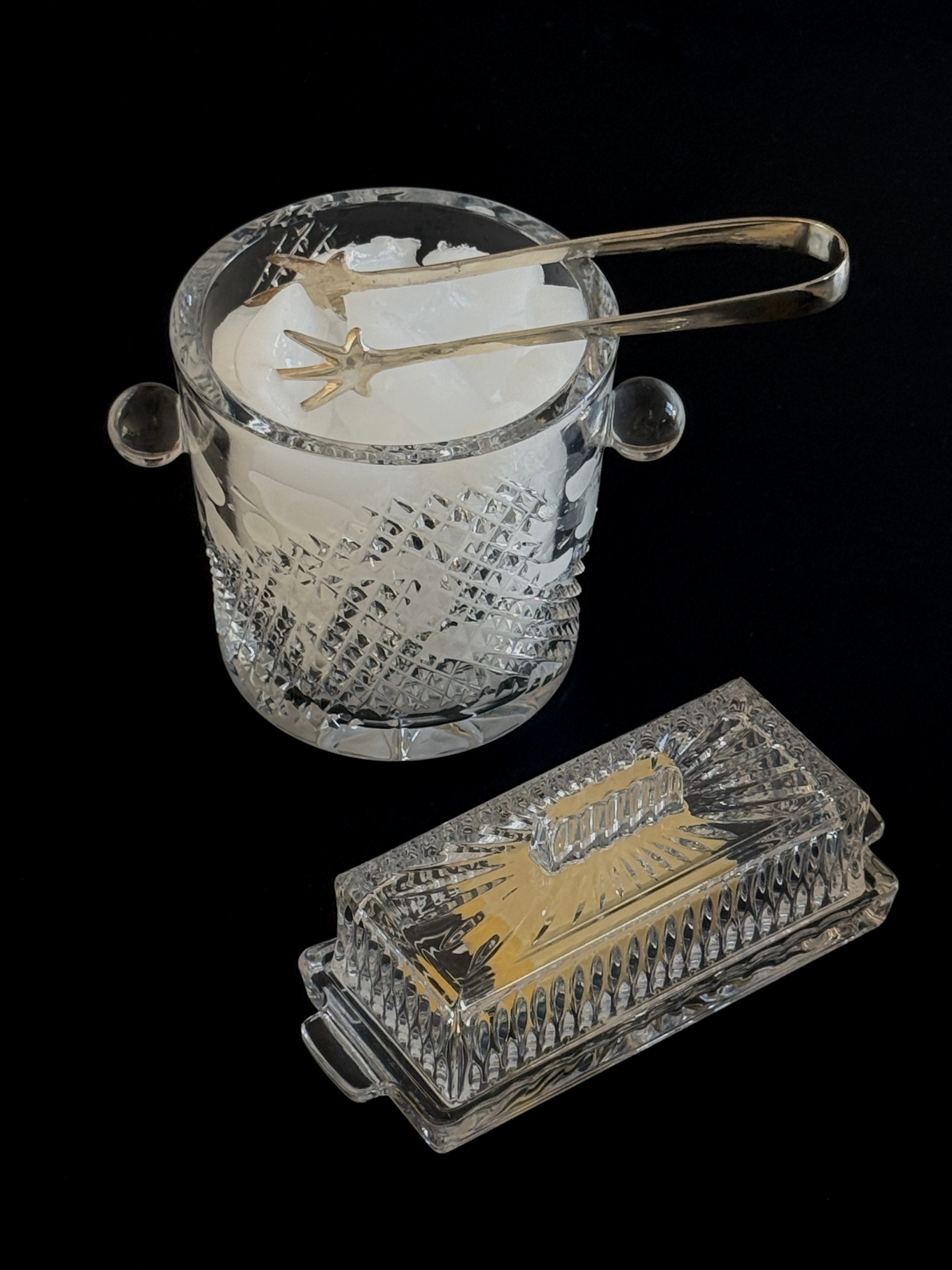 Crystal Set - Butter Dish & Ice Bucket