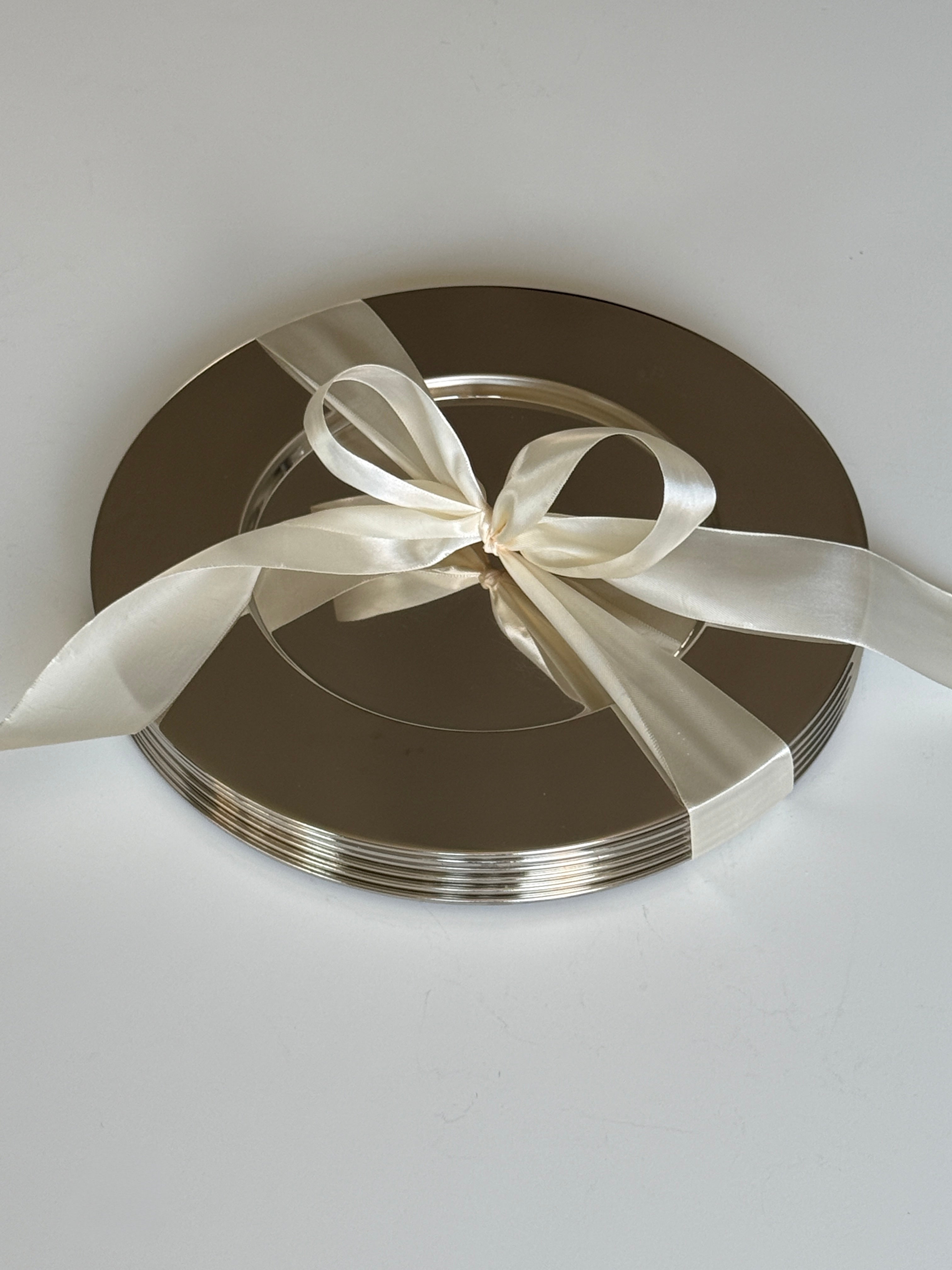 Large Silver Plate Charger Plates (set of 6)