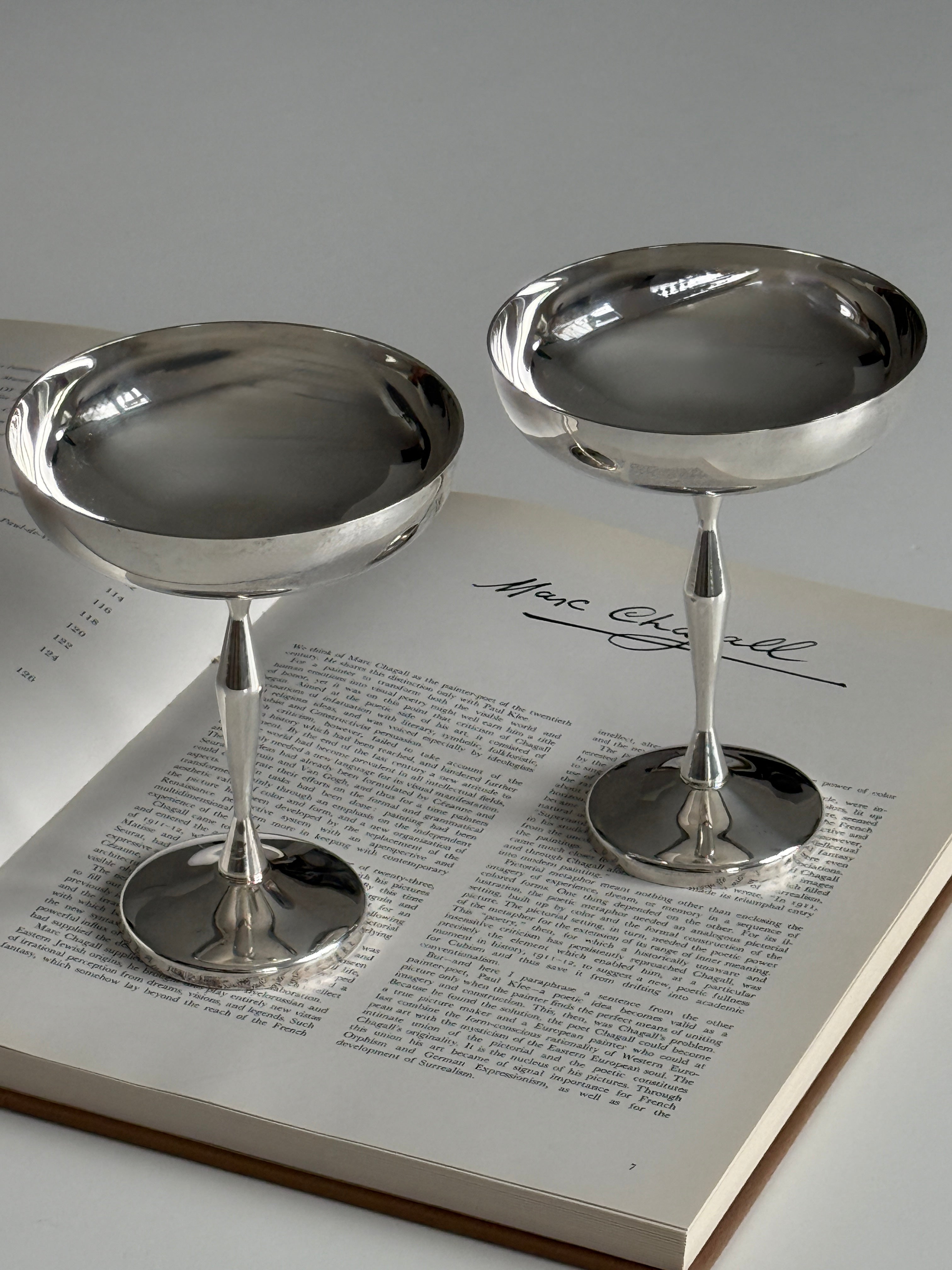 Italian Silver Plate Coupes (set of 2)