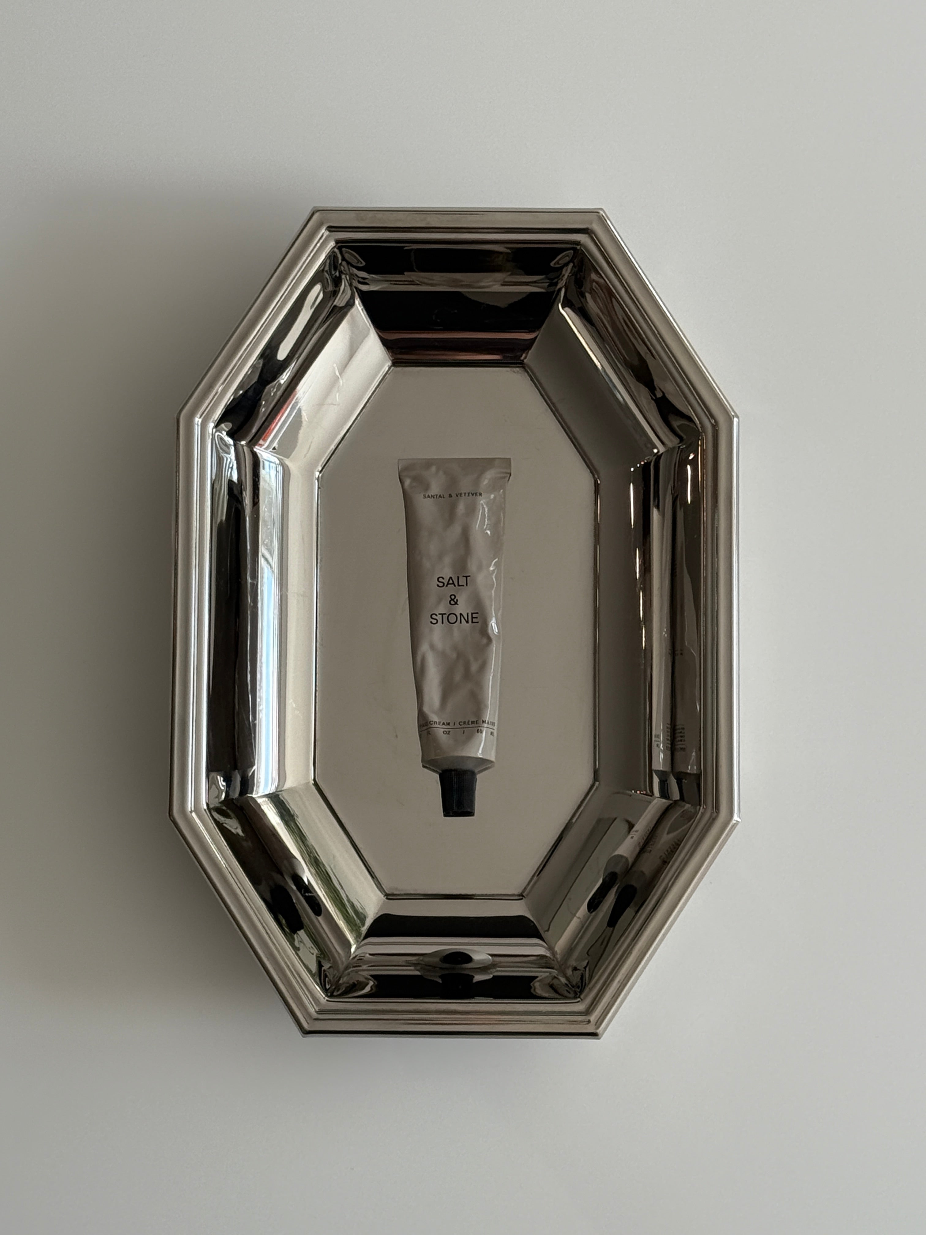French Stainless Steel Octogonal Dish by Jean Couzon 1970s