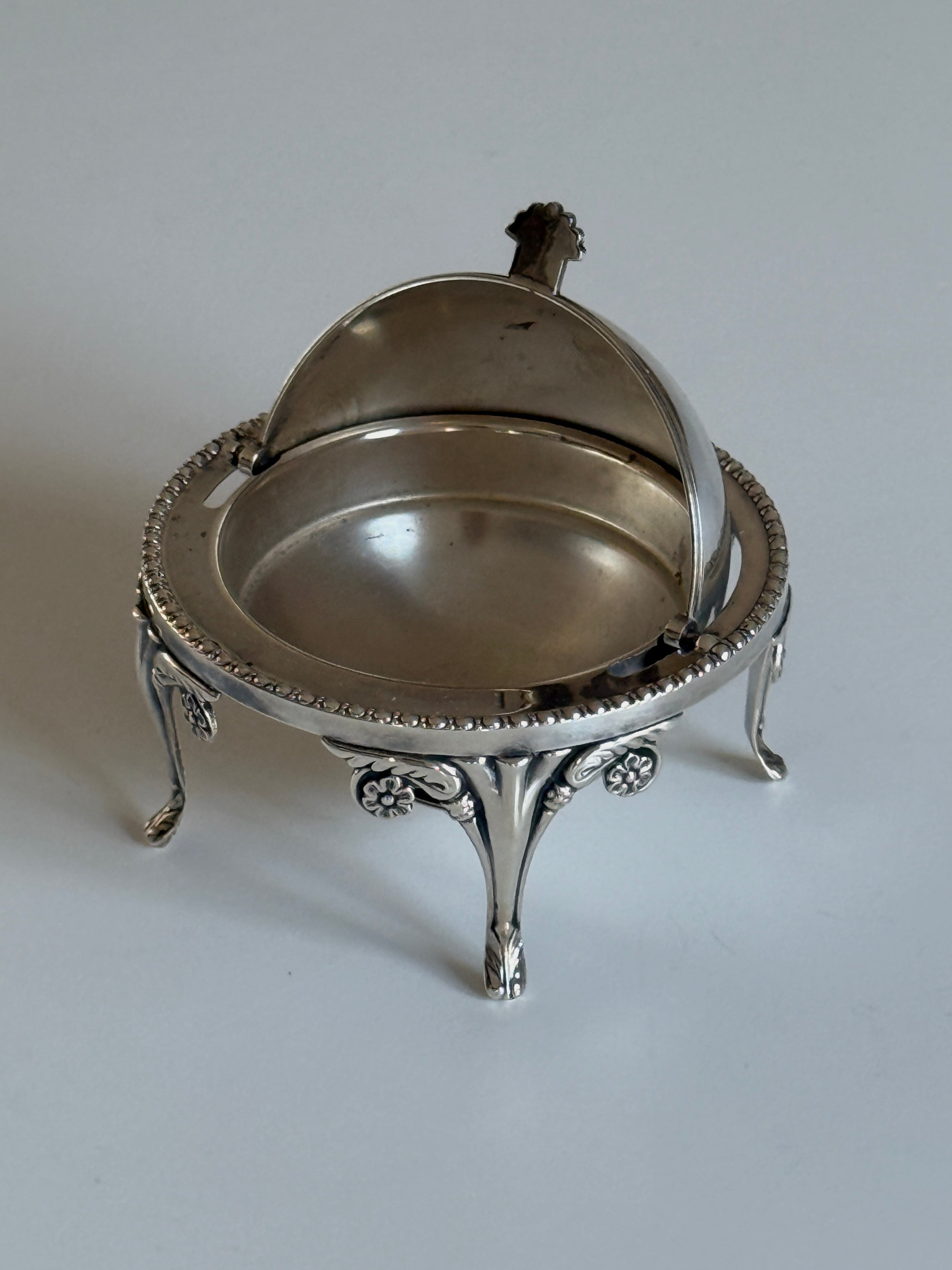 English Silver Plated Caviar Globe 1930s