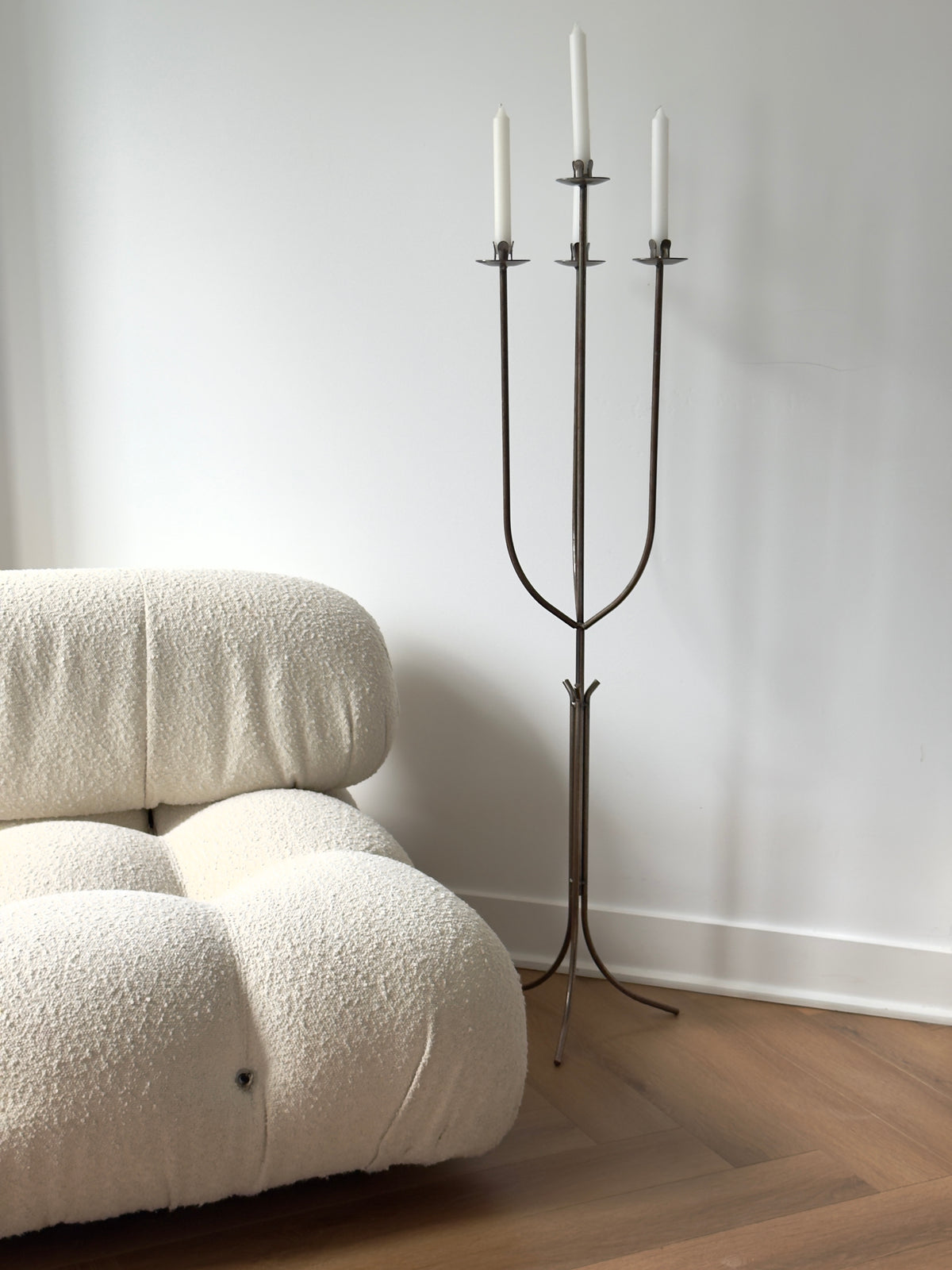 Sculptural Wrought Iron Floor Candelabra