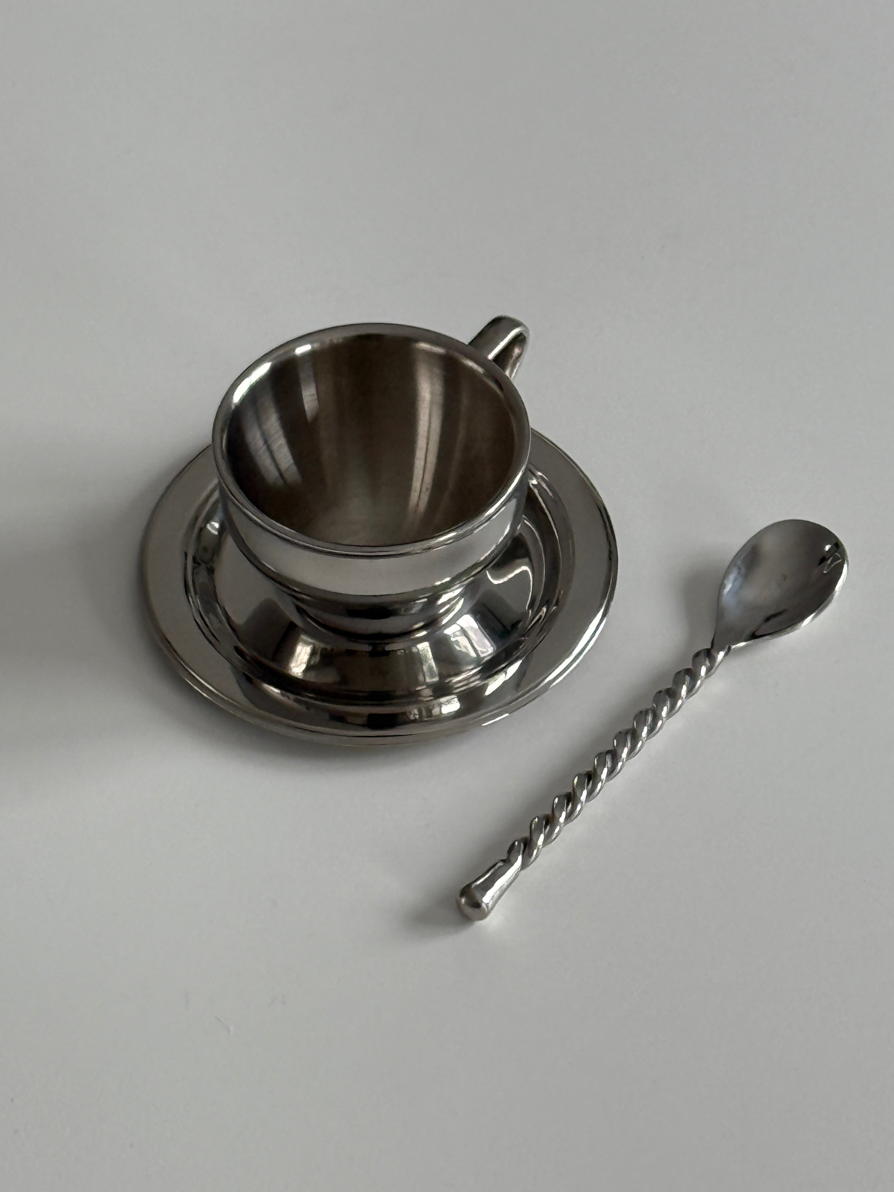 Stainless Steel Espresso cups & saucers (Set of 4)