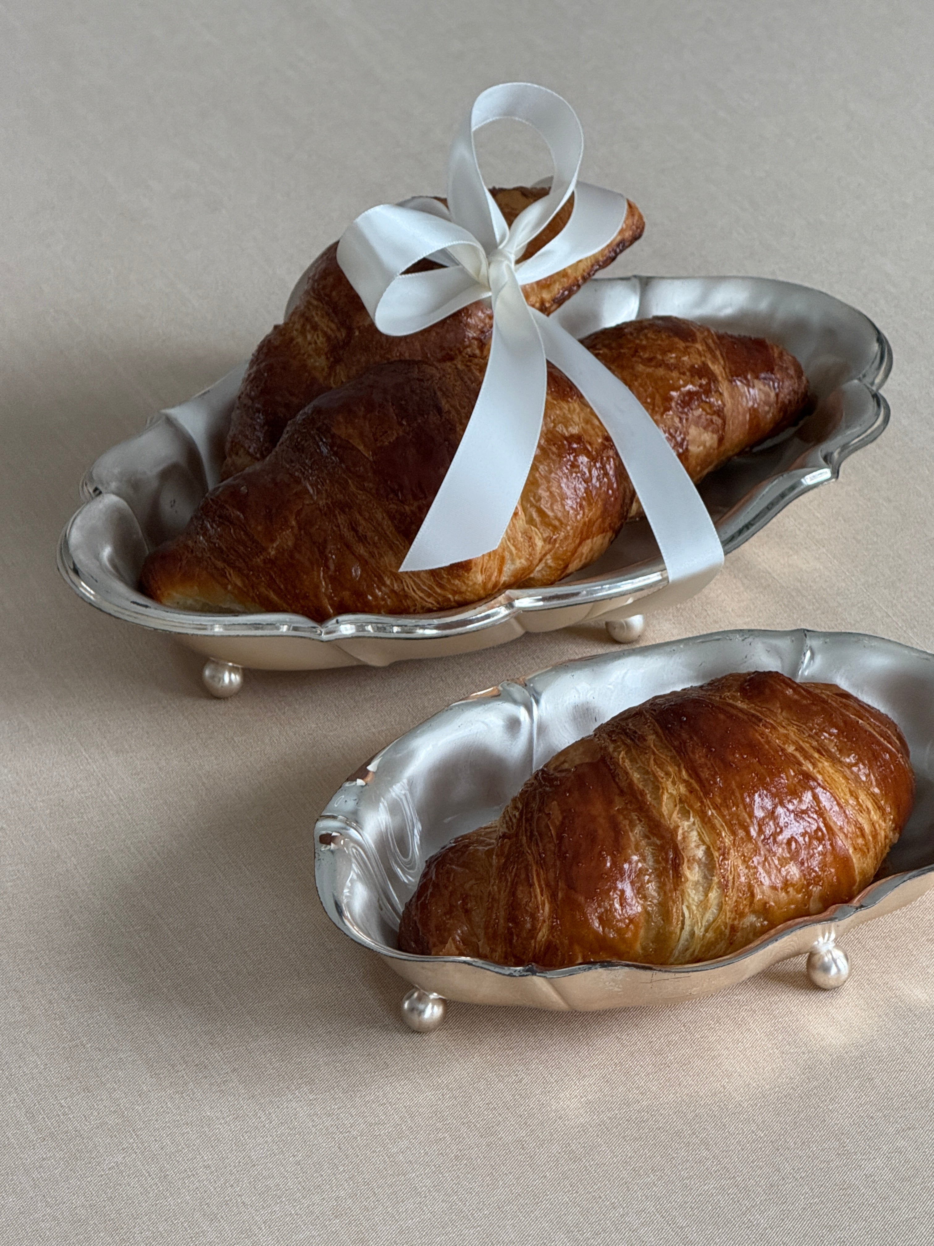Silver Plated Serving Dish with Swirl Finish – Germany (set of 2)