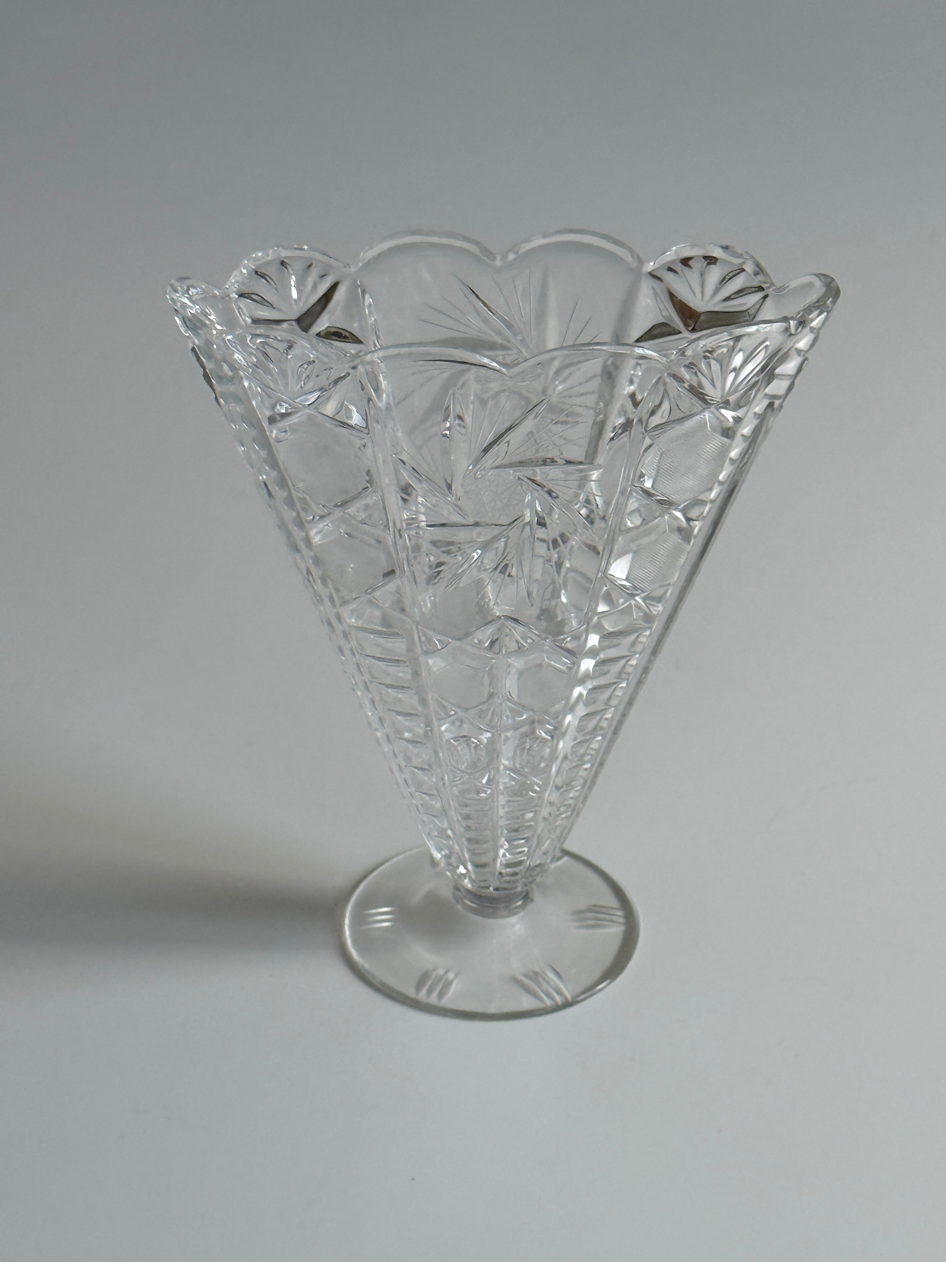 Vintage Crystal Fan Vase