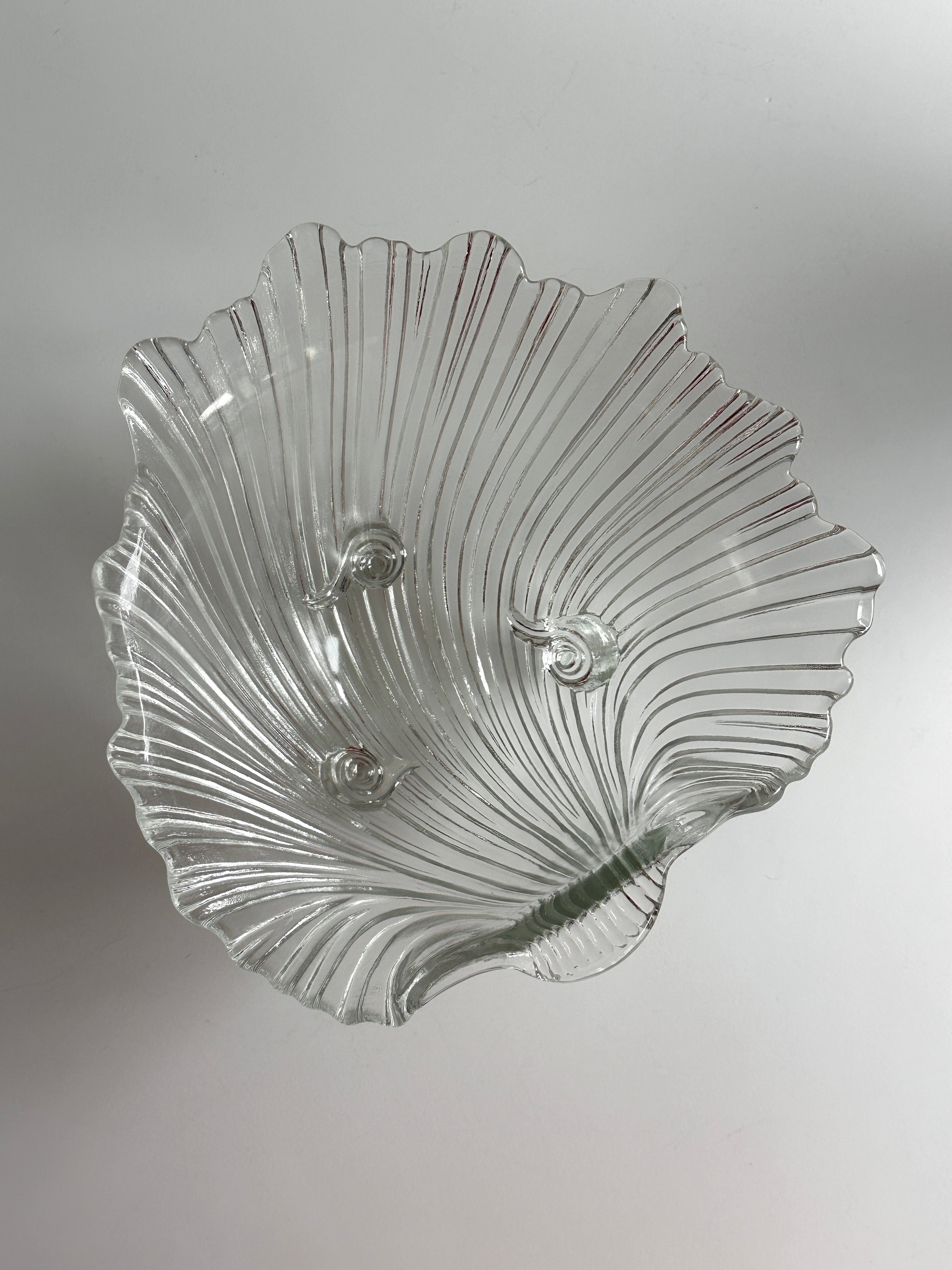 Shell Shaped Glass Bowl 1980s