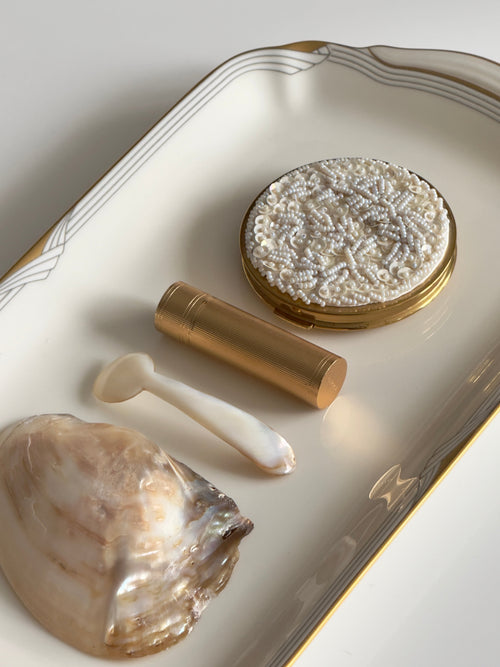 1950s Beaded Compact Mirror