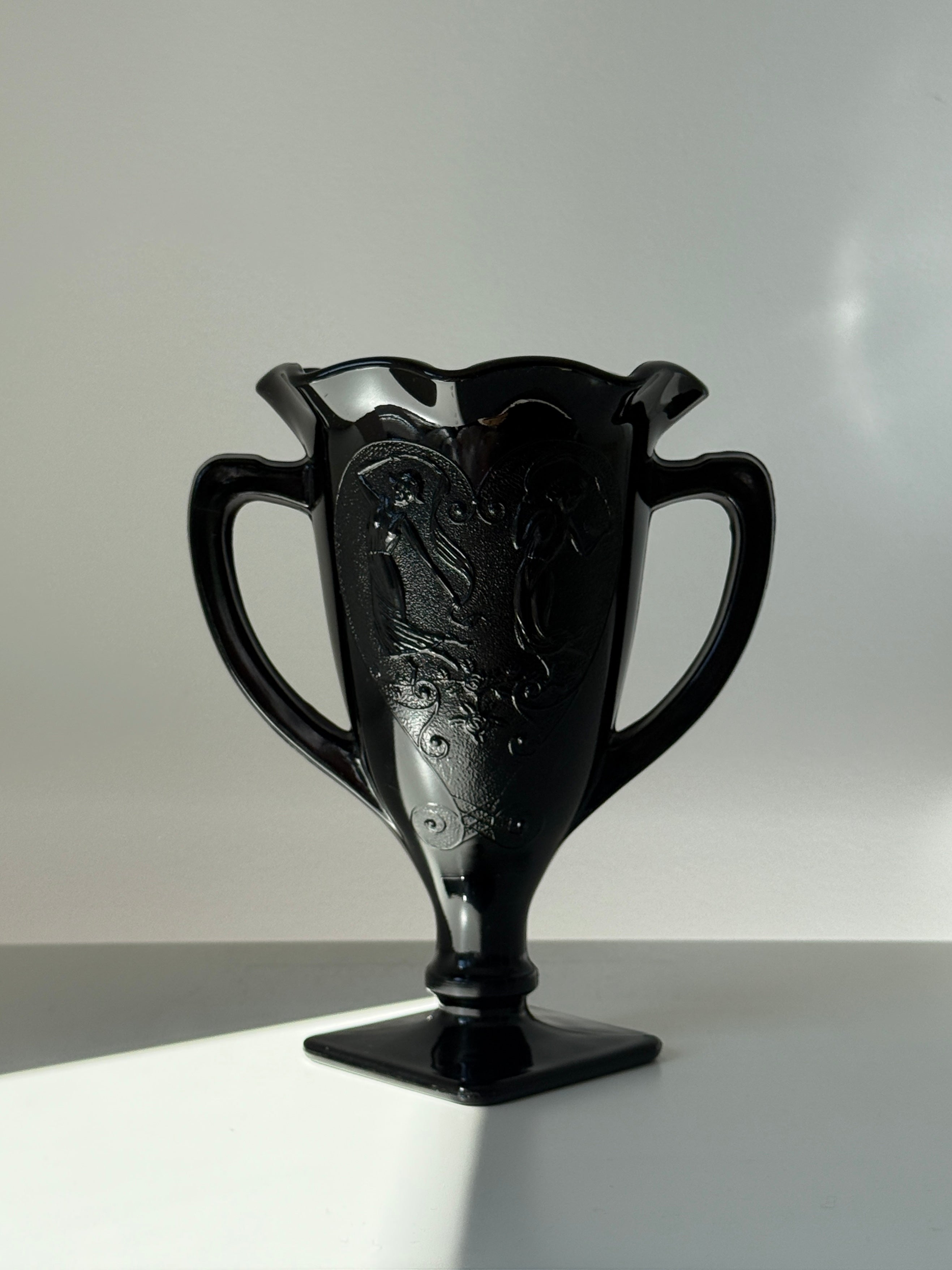 Pair of Black Amethyst Glass Vases 1930s