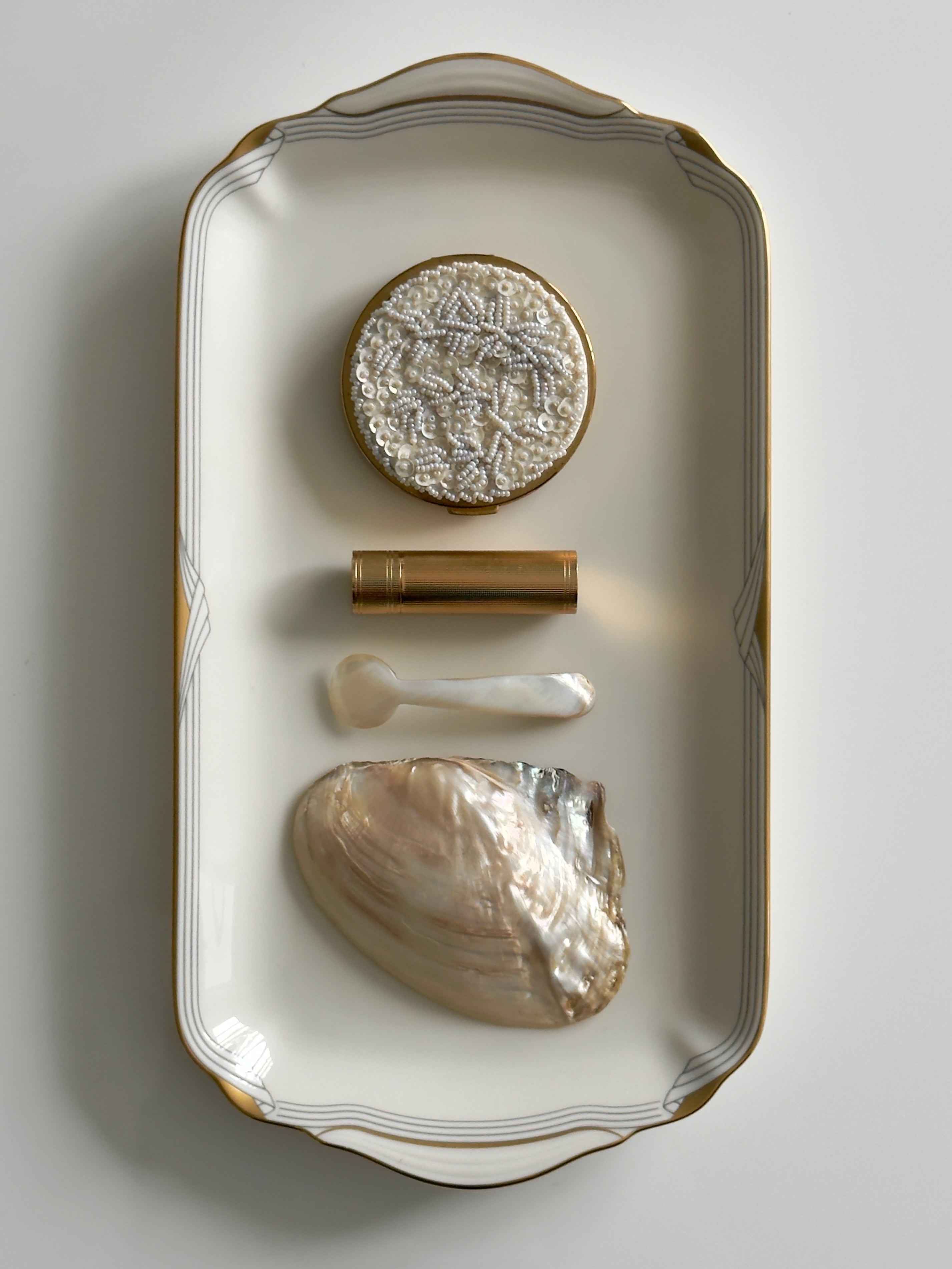 1950s Beaded Compact Mirror