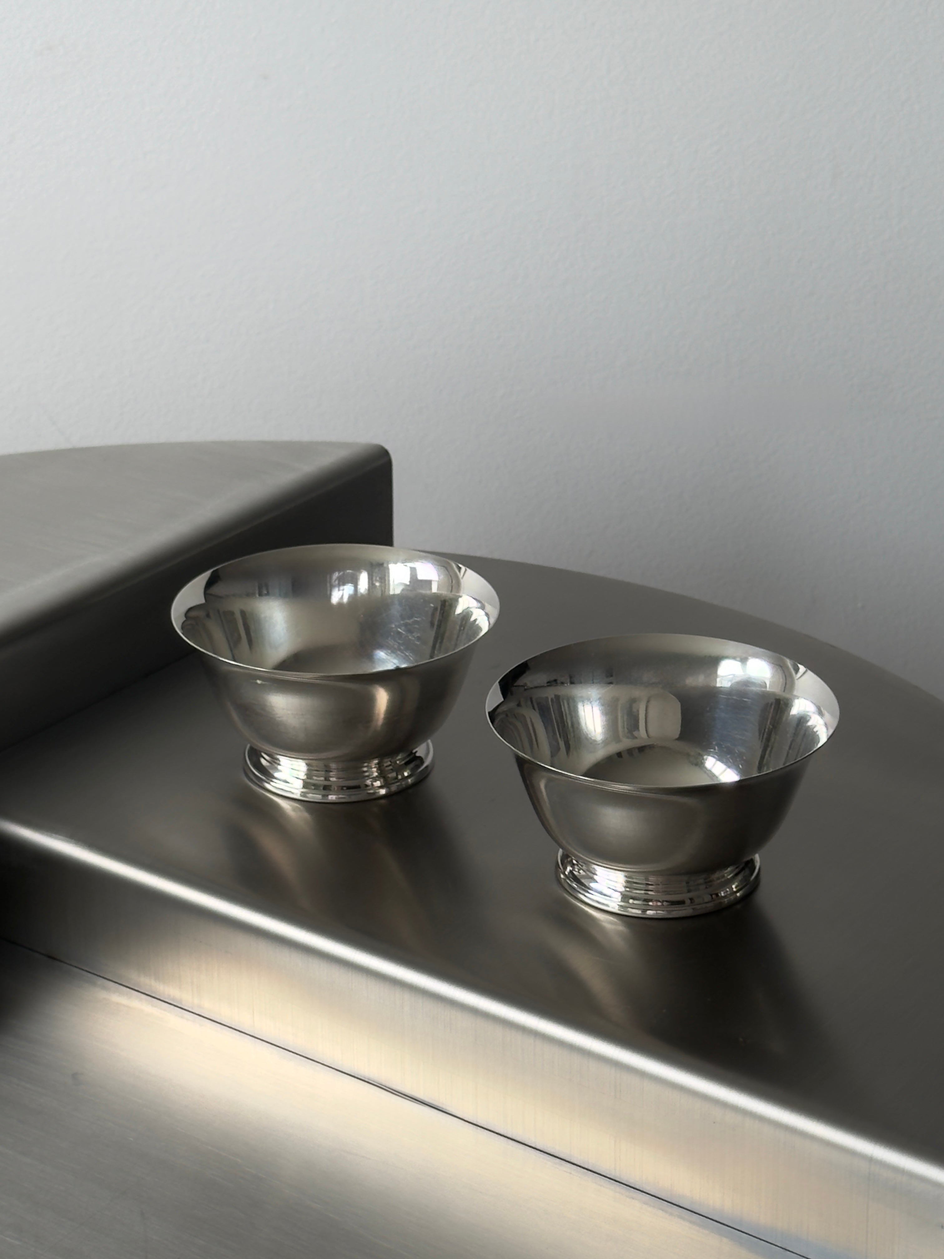 Pair of Small Silver Plated Footed Bowls