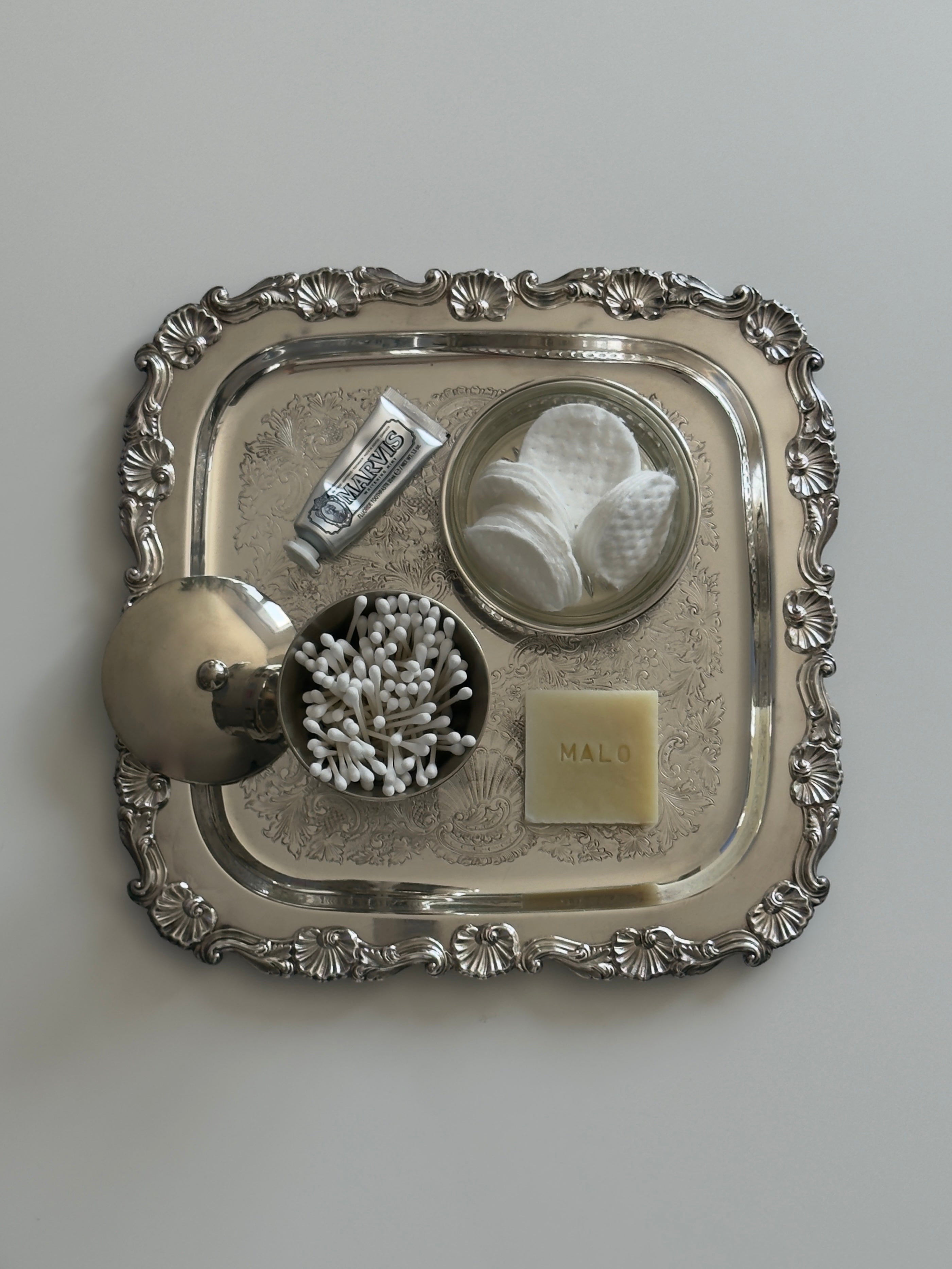 Ornate Silver Plated Square Tray