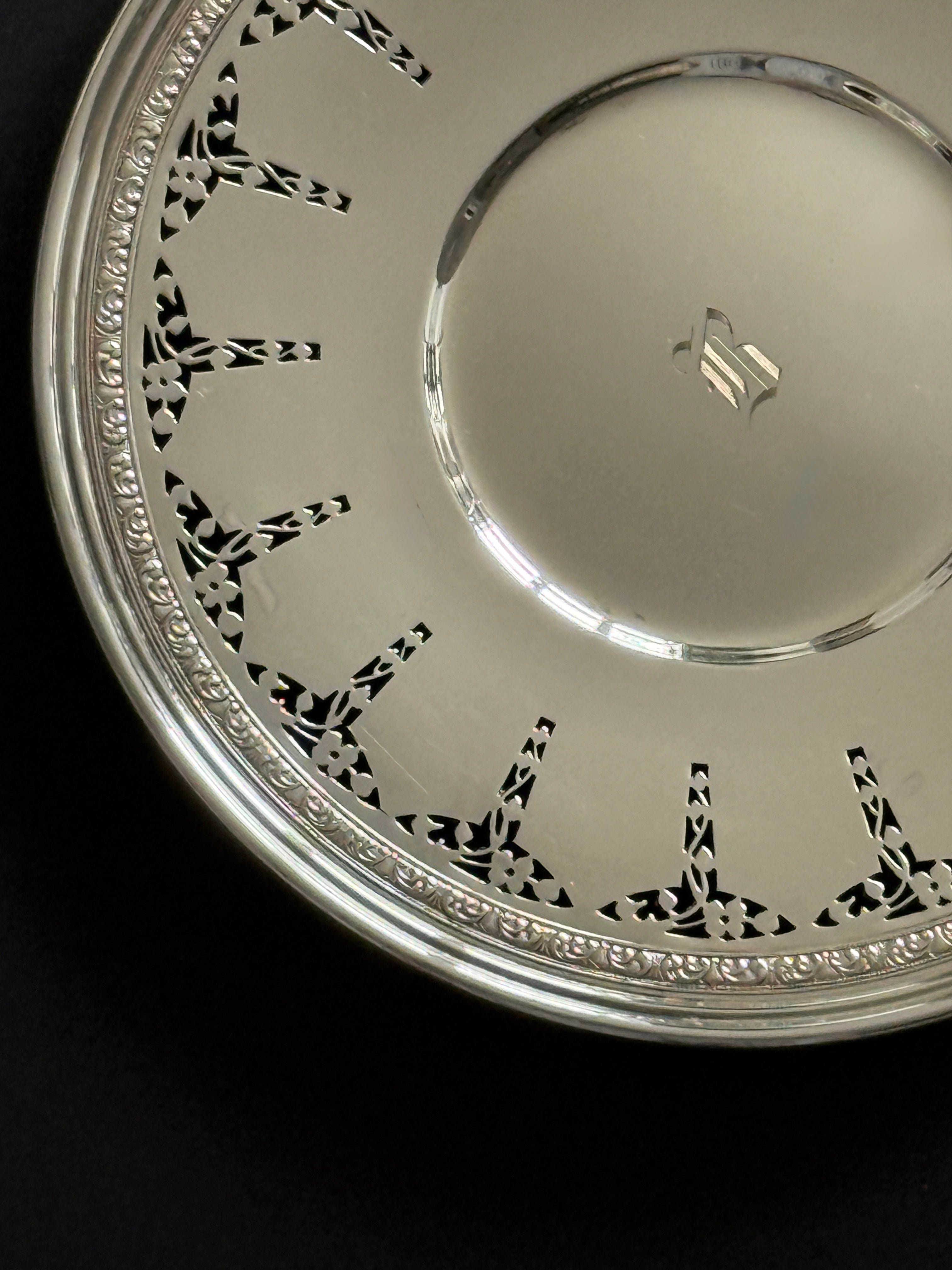 BIRKS Silver Plated Monogram Decorated Plate