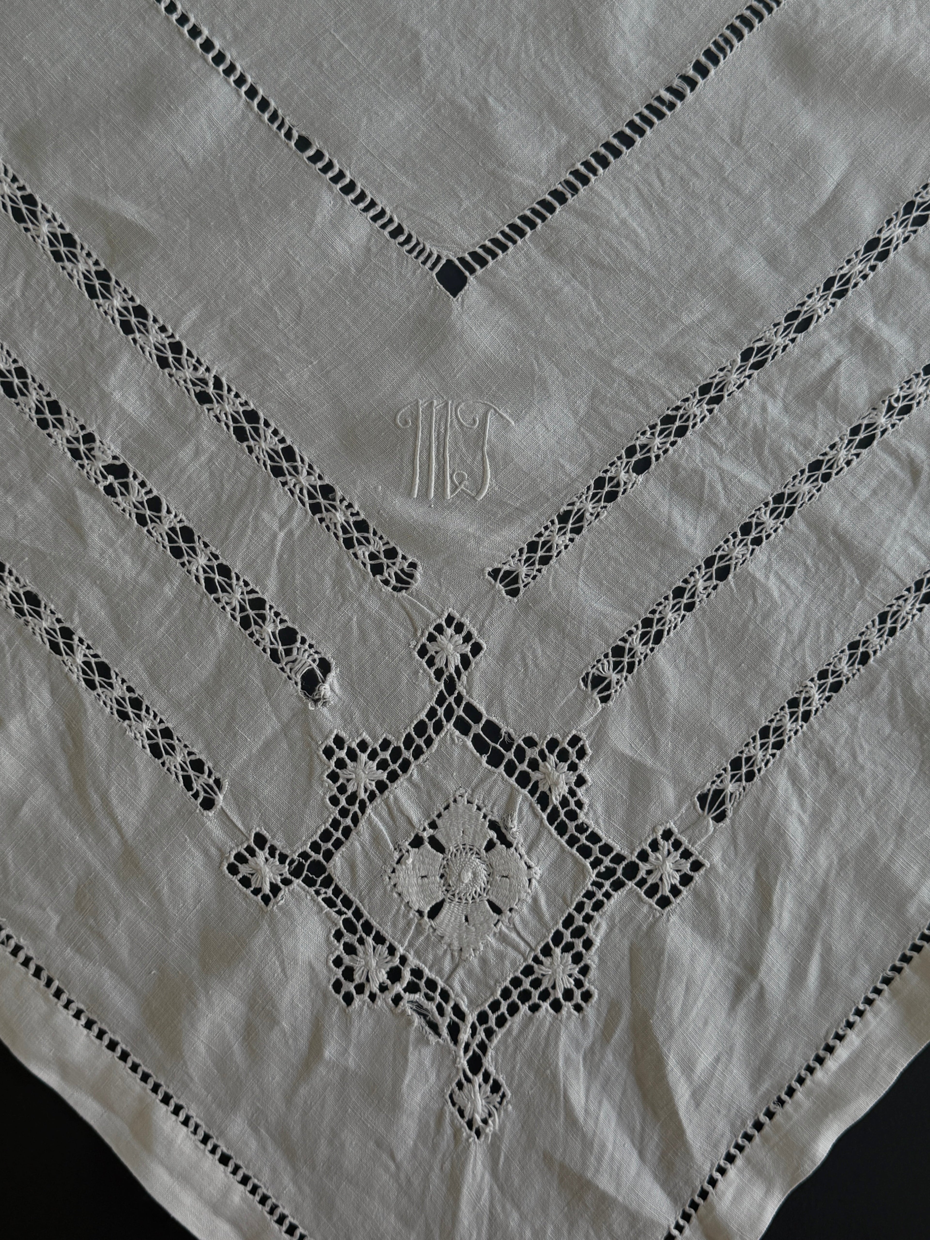 Vintage Drawn Thread Hand Made Tablecloth