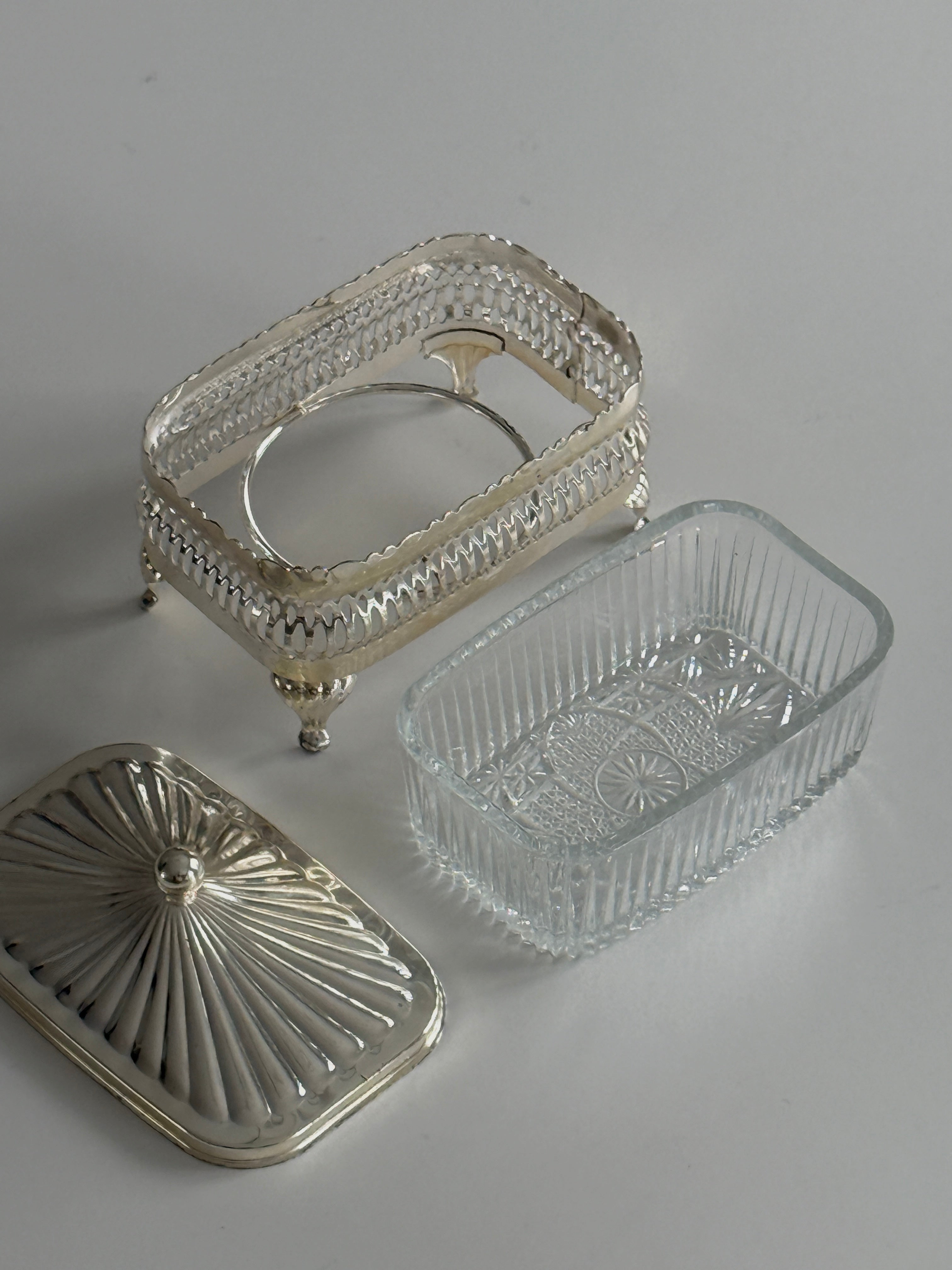 English Silver Plate Butter Dish