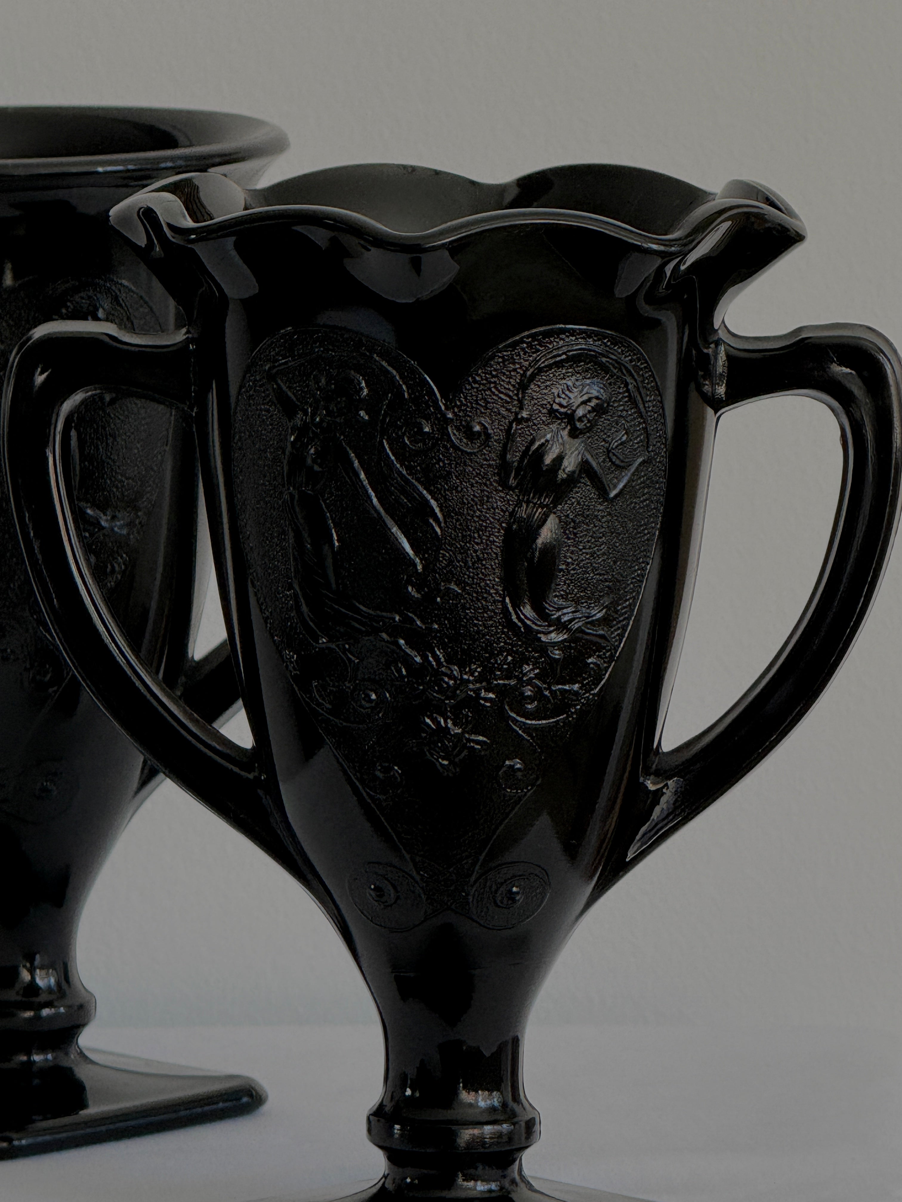 Pair of Black Amethyst Glass Vases 1930s