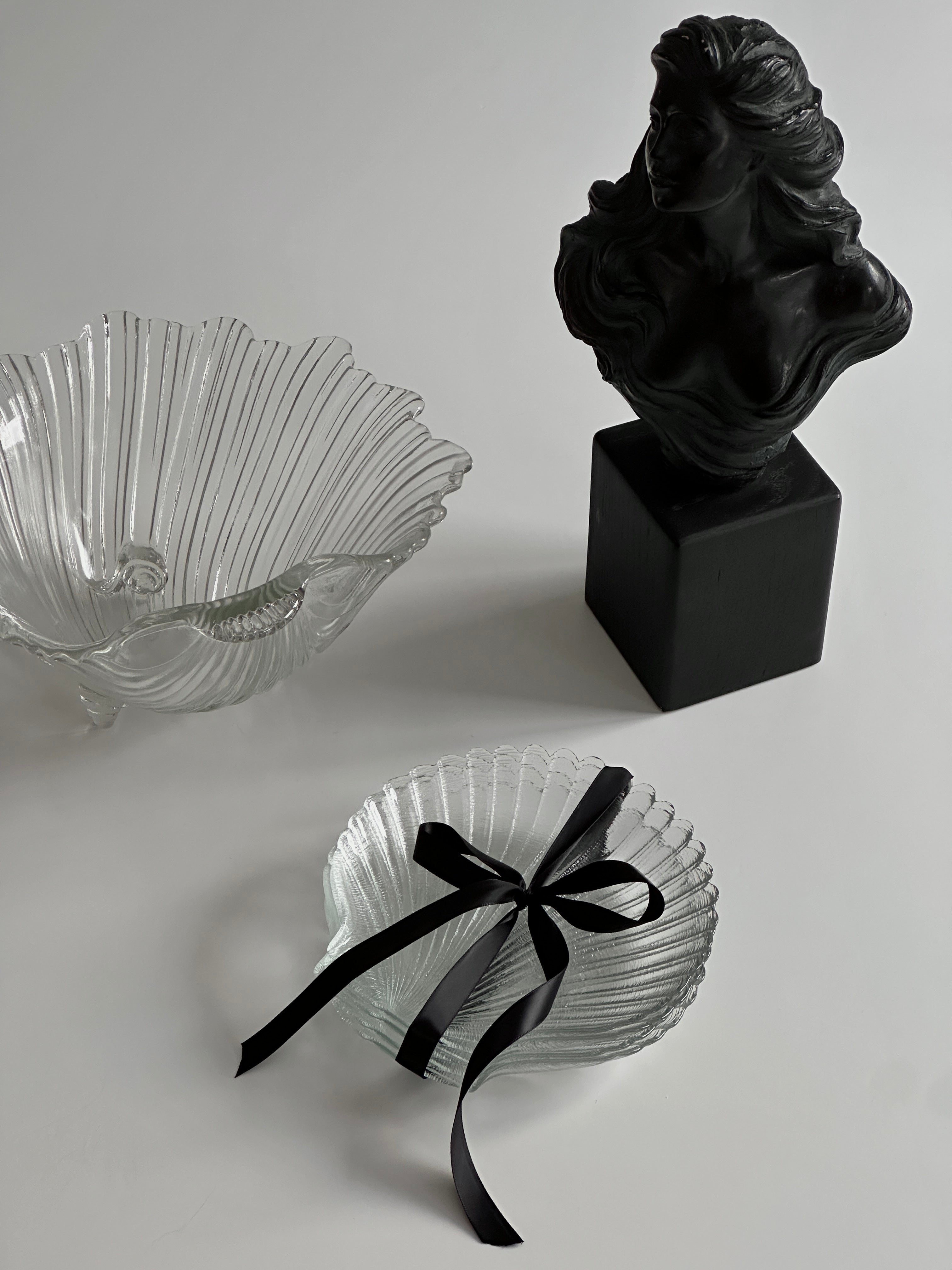 Shell Shaped Glass Bowl 1980s