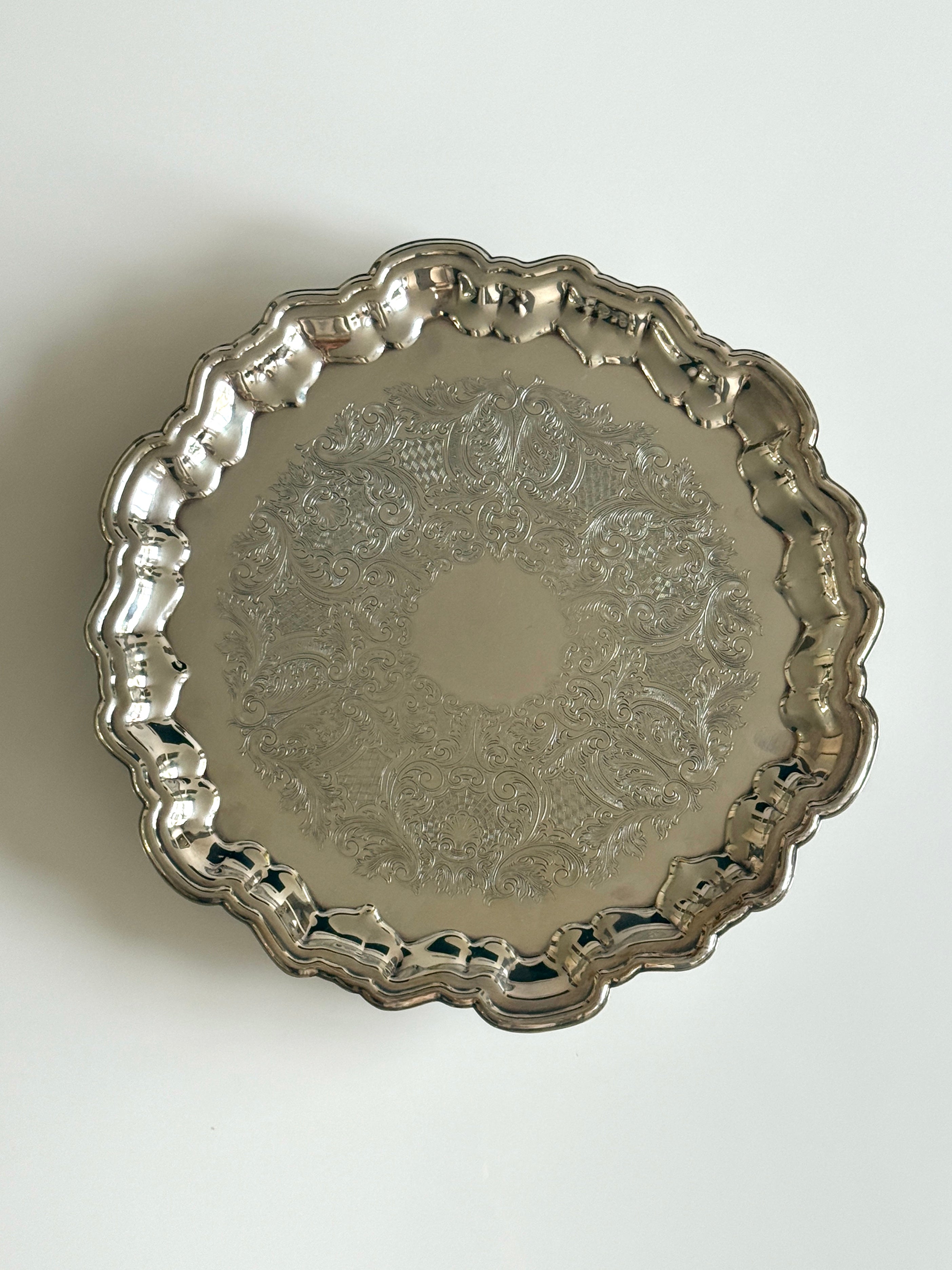 Large Footed Silver Plate Cocktail Tray