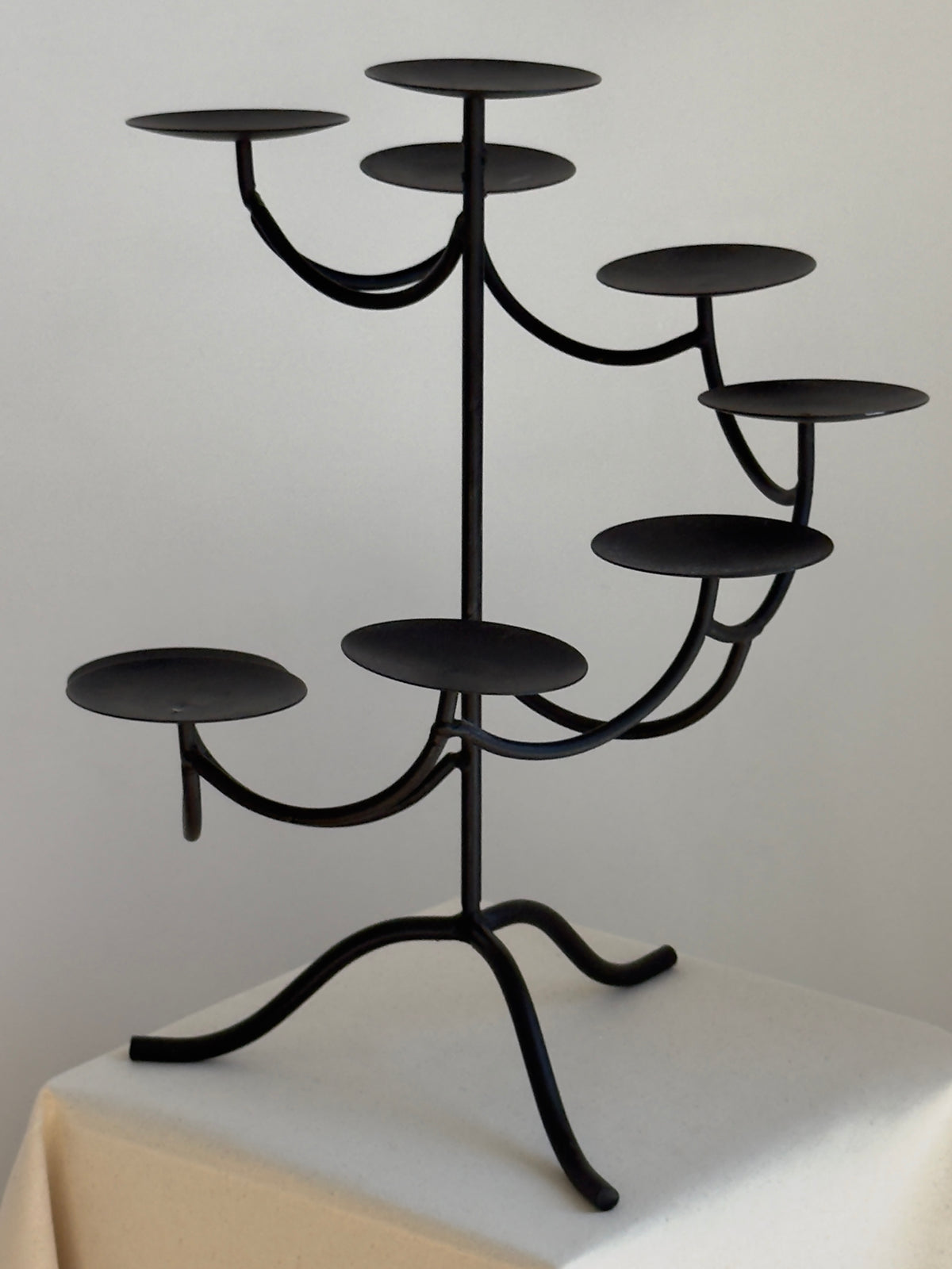 Brutalist Metal Multi-tiered Candelabra