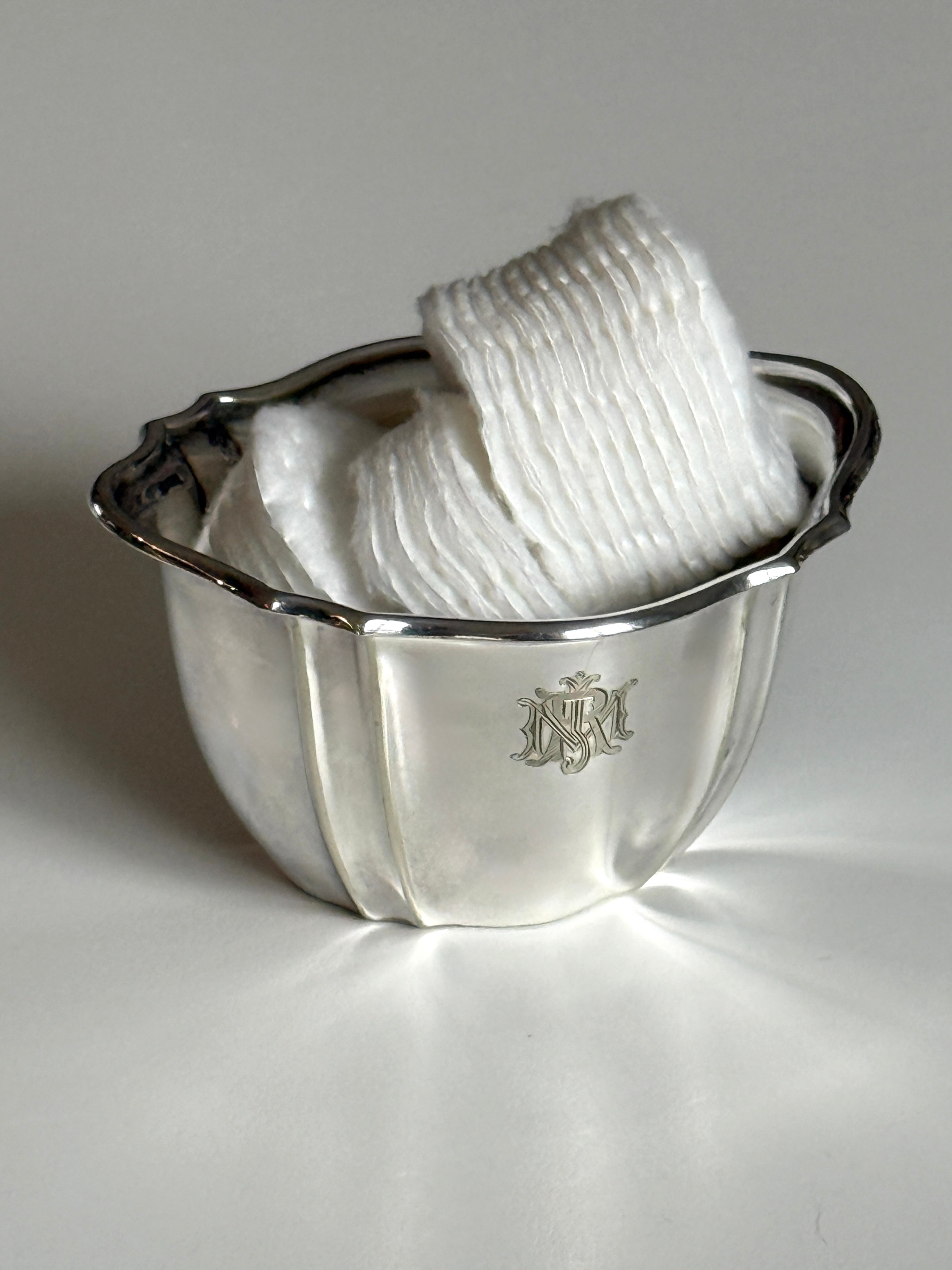Monogram Silver Plate Sugar Bowl