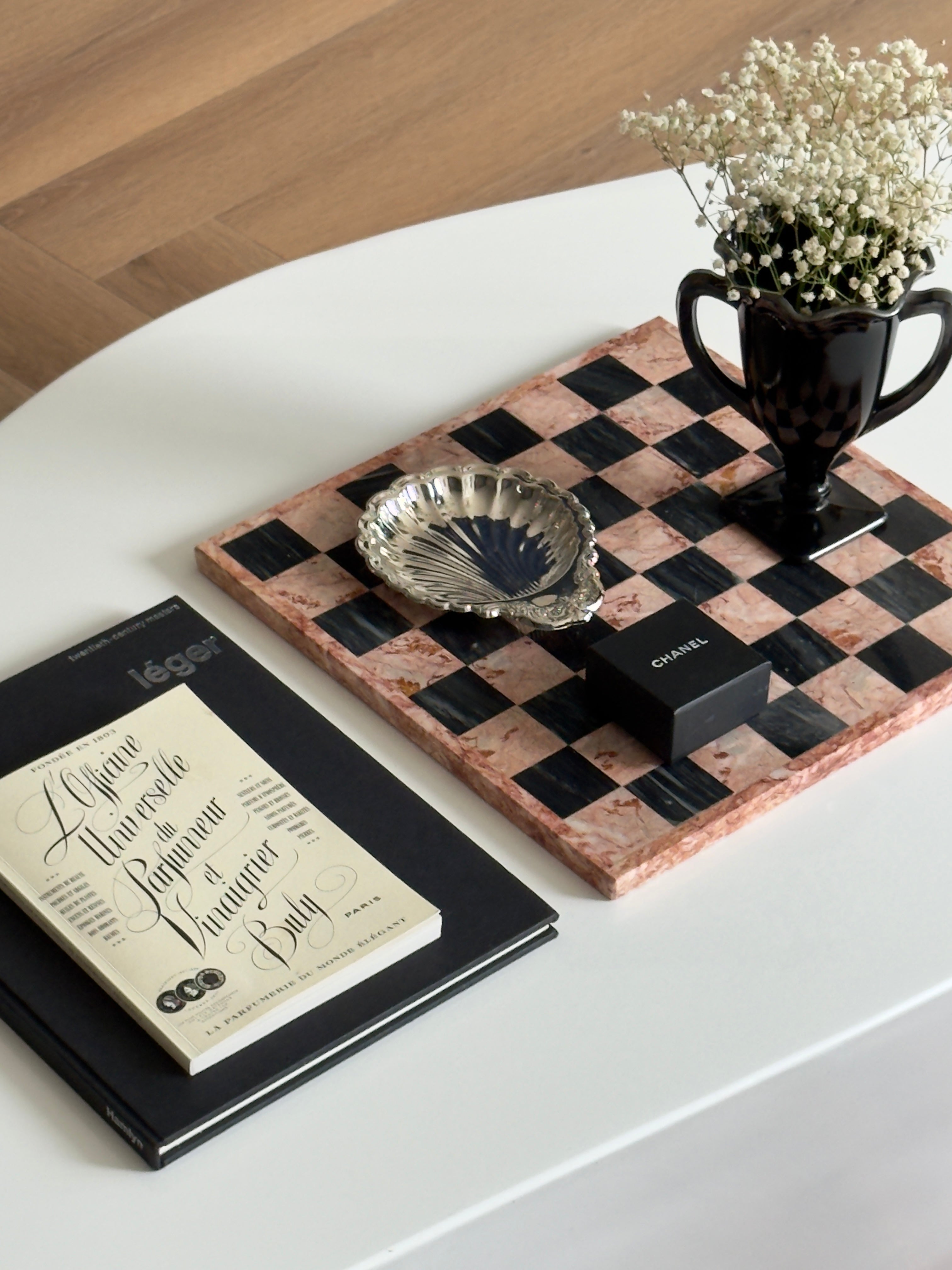 Black & Pink Marble Chessboard