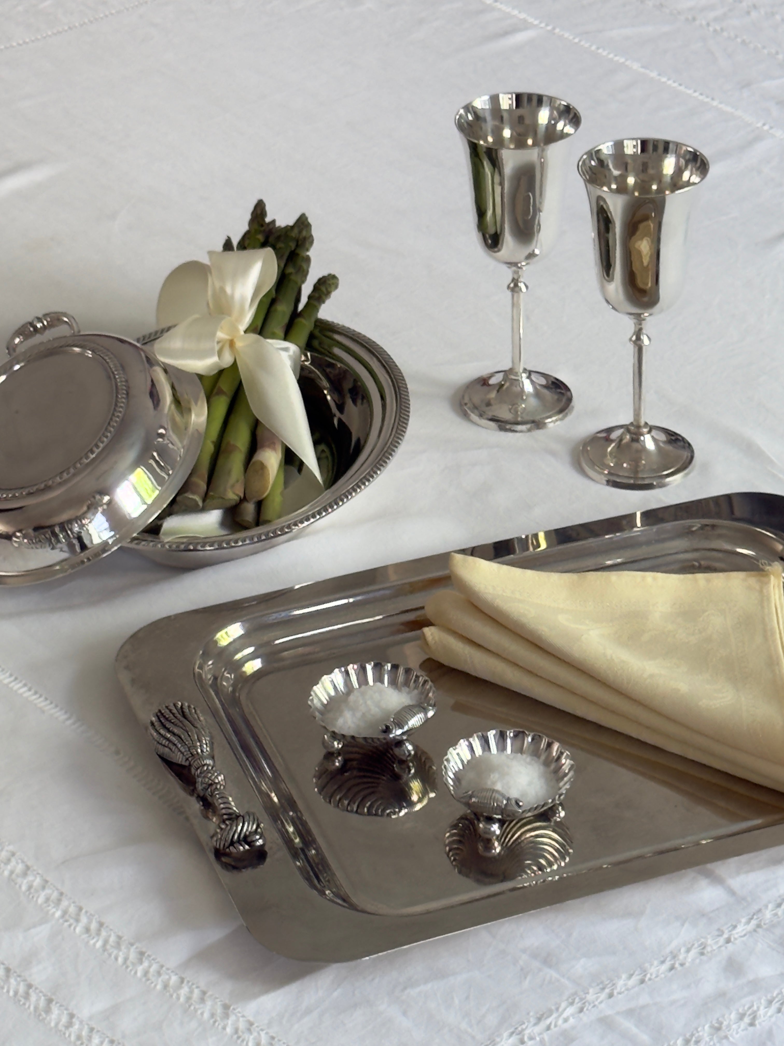 Silver Plate Salt Cellars - Spain
