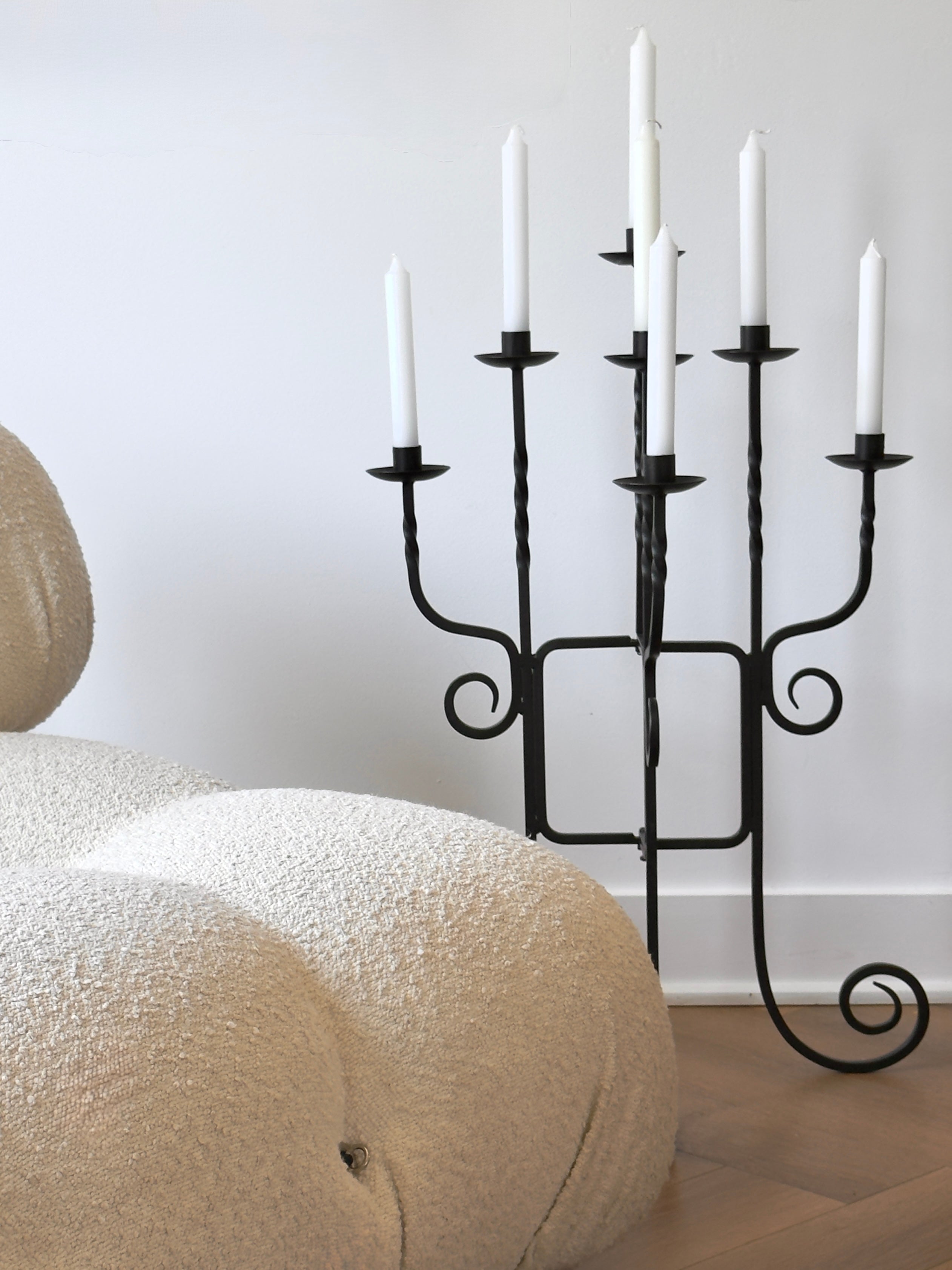 Vintage Wrought Iron Floor Candelabra