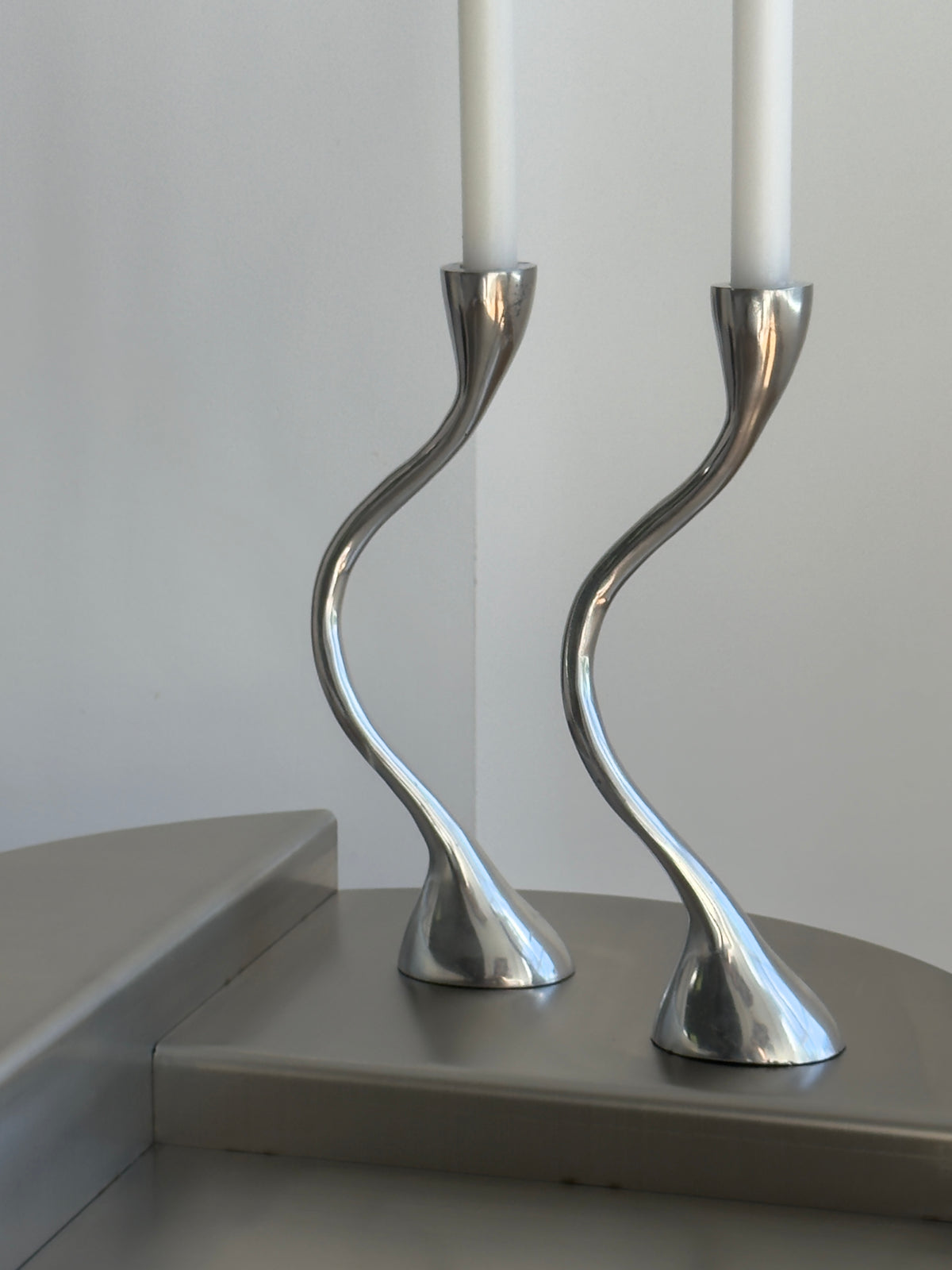 Pair of Zigzag Candleholders 1980s