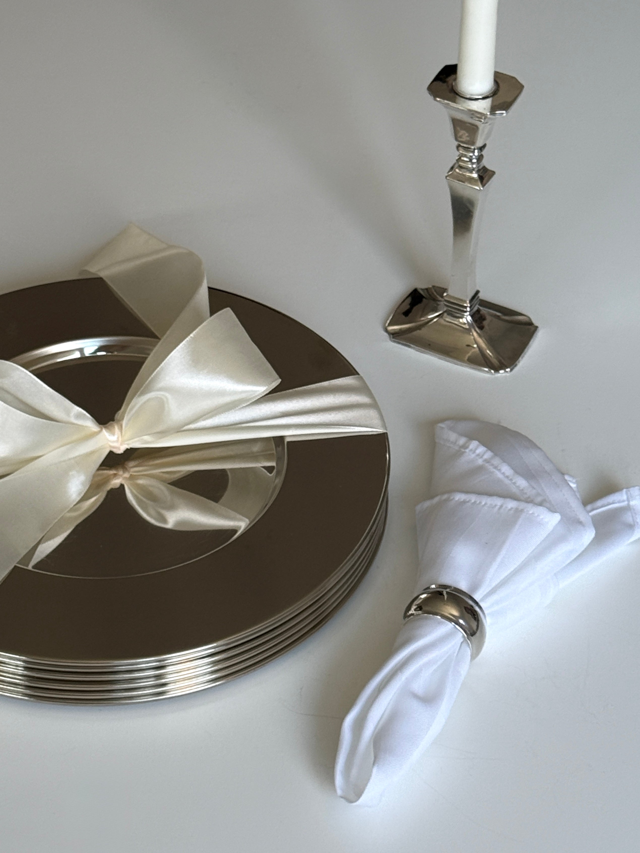 Large Silver Plate Charger Plates (set of 6)
