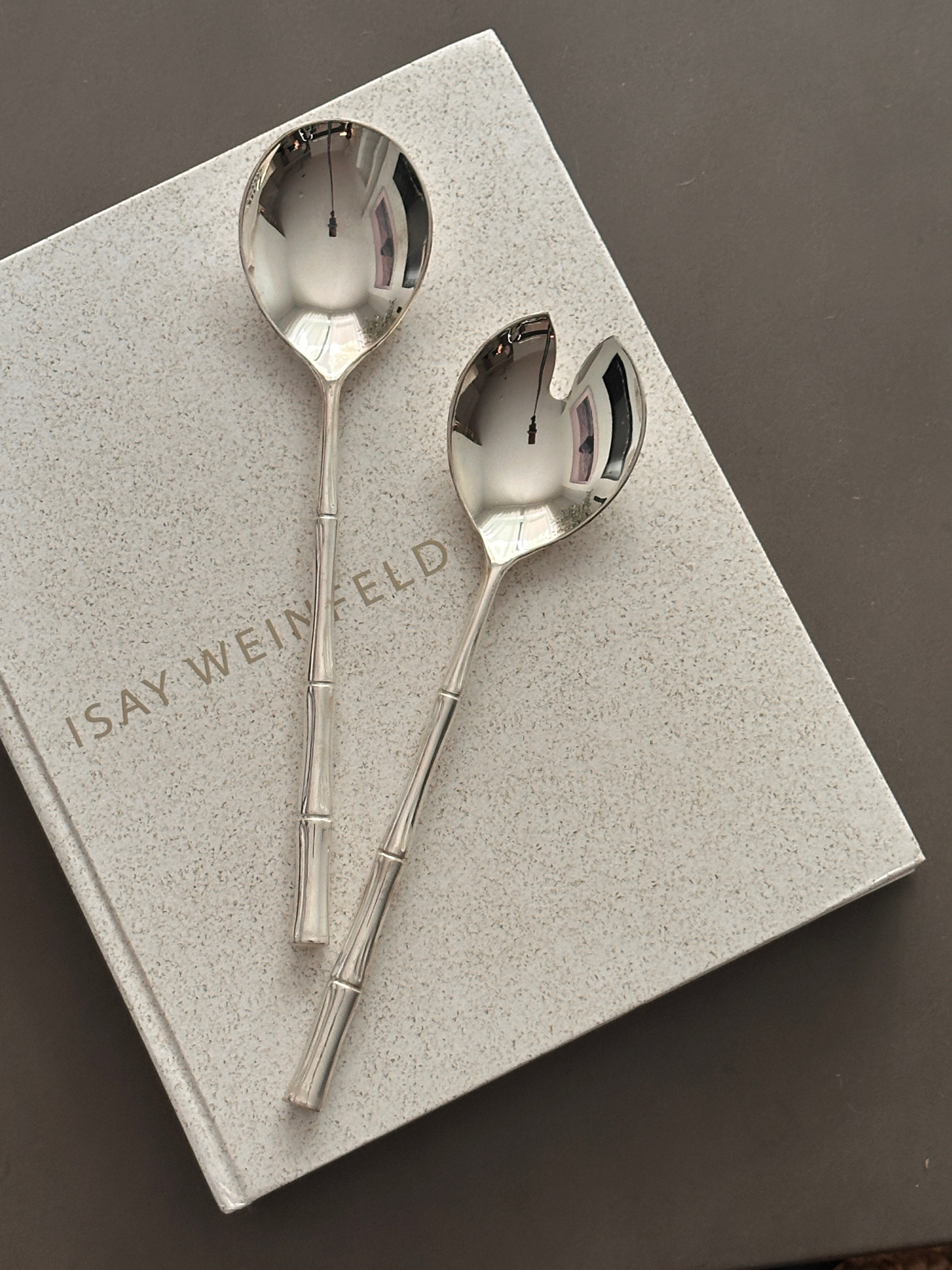 Vintage Italian Silver Plate Salad Tosser Serving Spoon & Fork