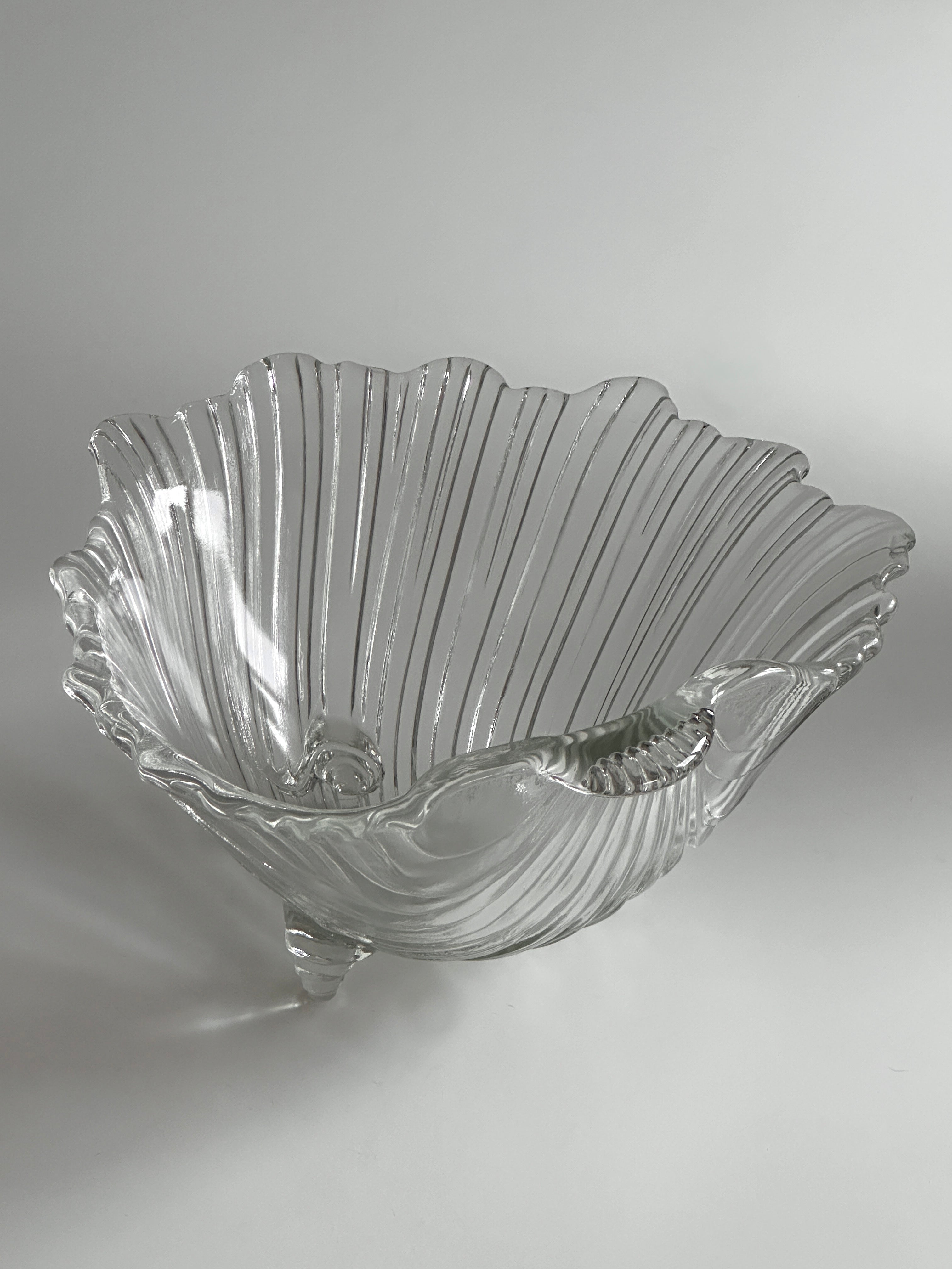 Shell Shaped Glass Bowl 1980s