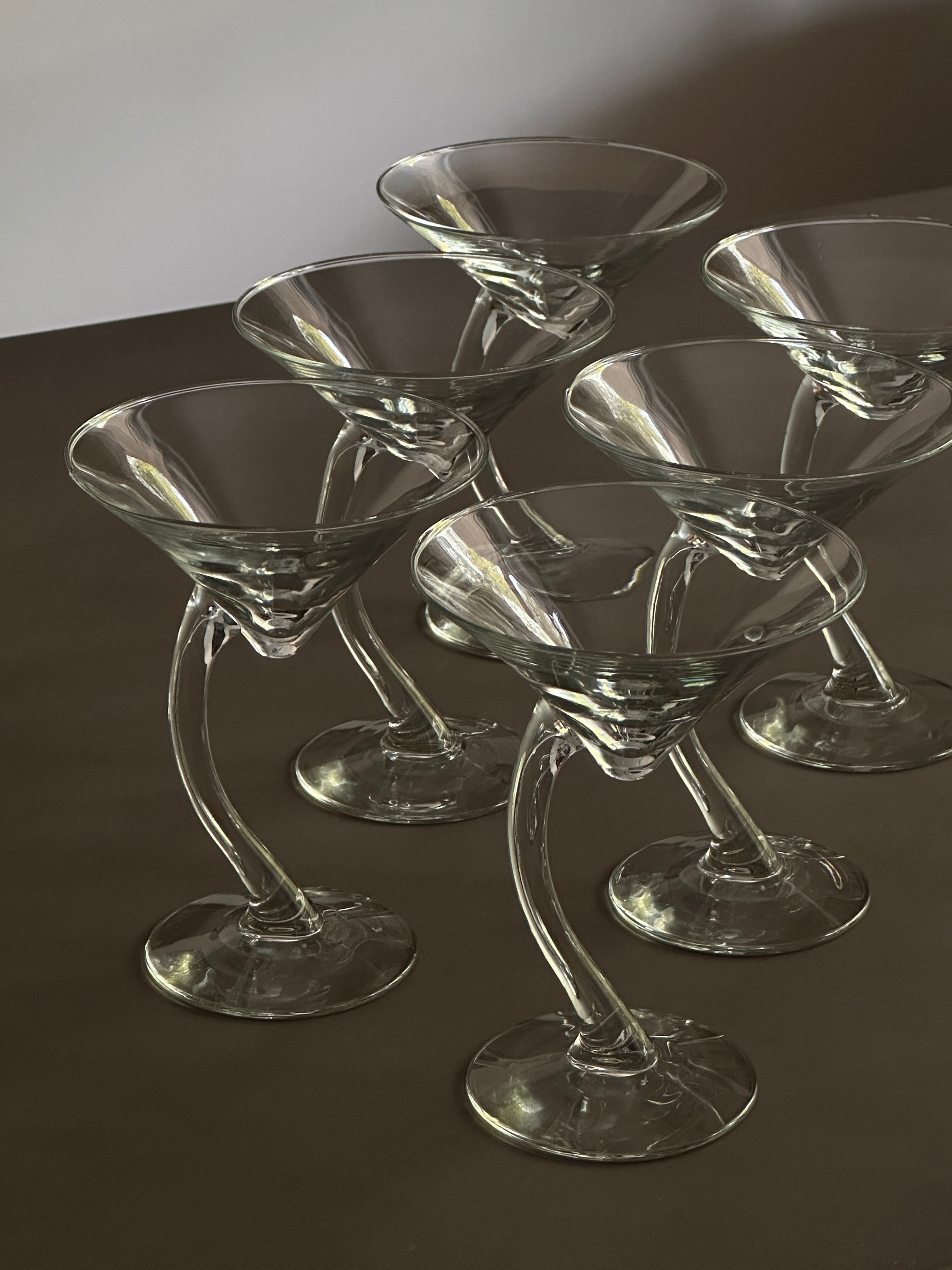 Curved Stem Martini Glasses 1990s (set of 6)