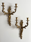 Pair of Antique Brass Wall Candle Holders