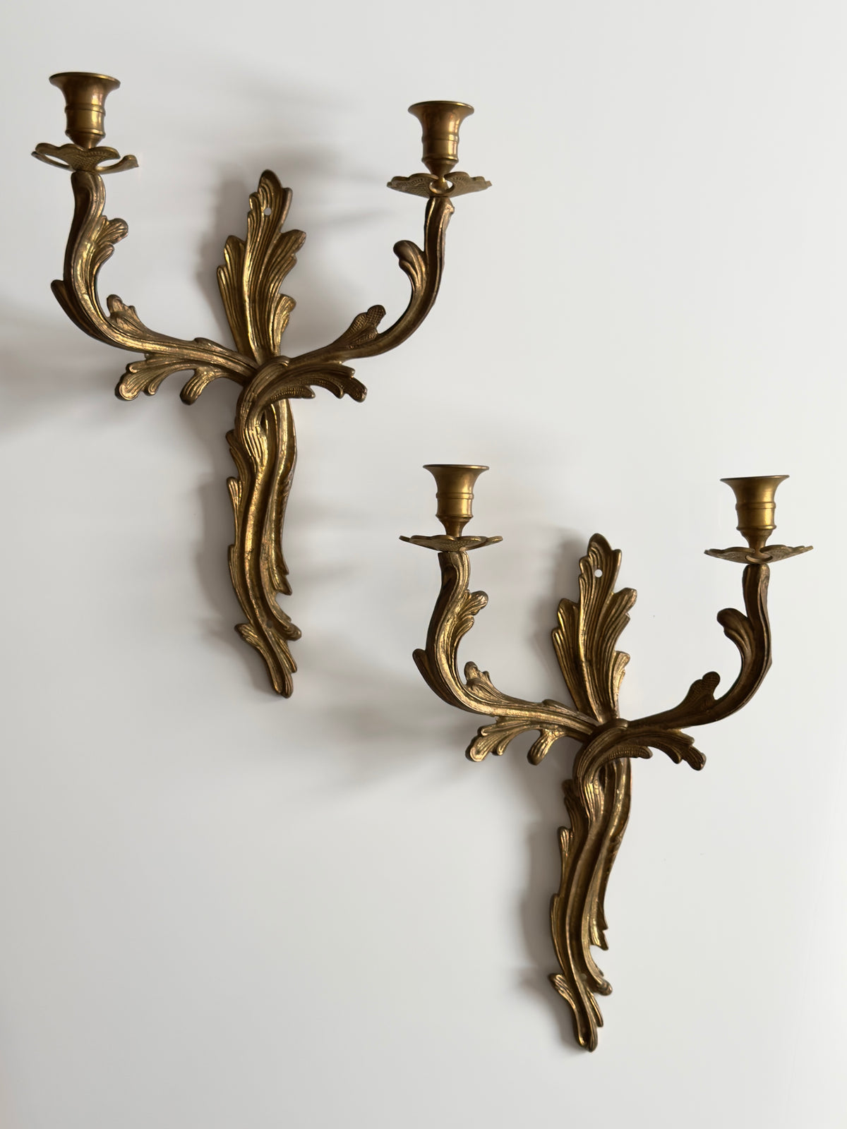 Pair of Antique Brass Wall Candle Holders