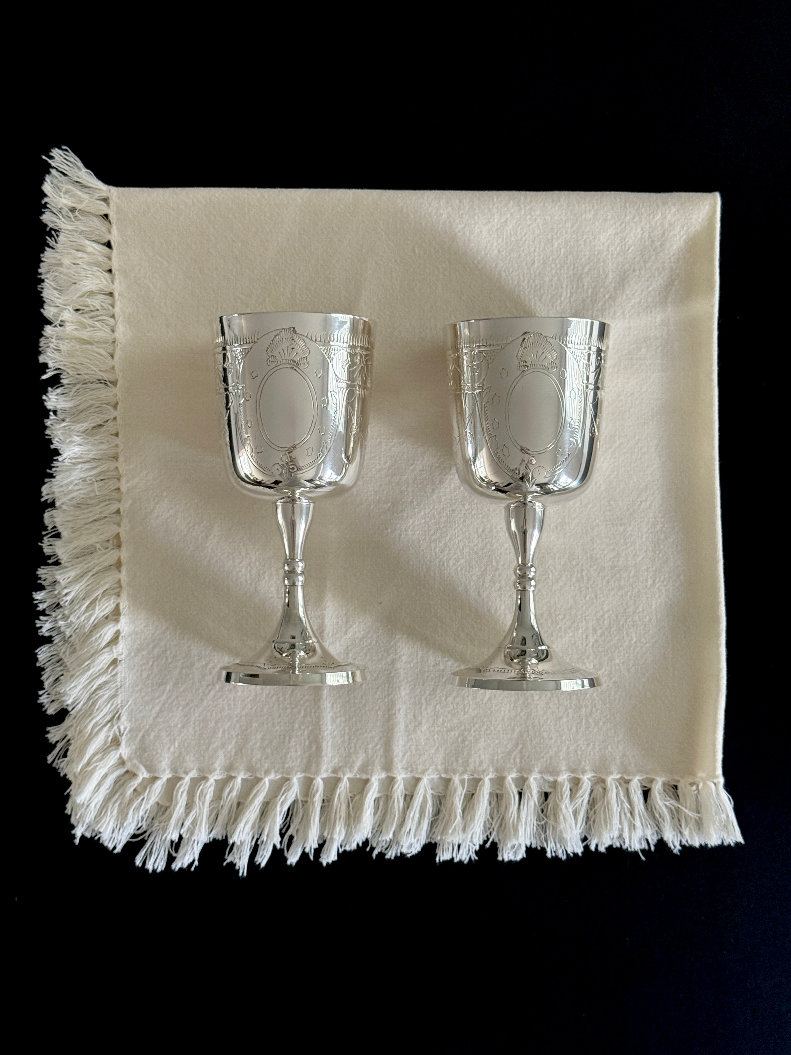 Silver Plated Engraved Goblet (set of 4)