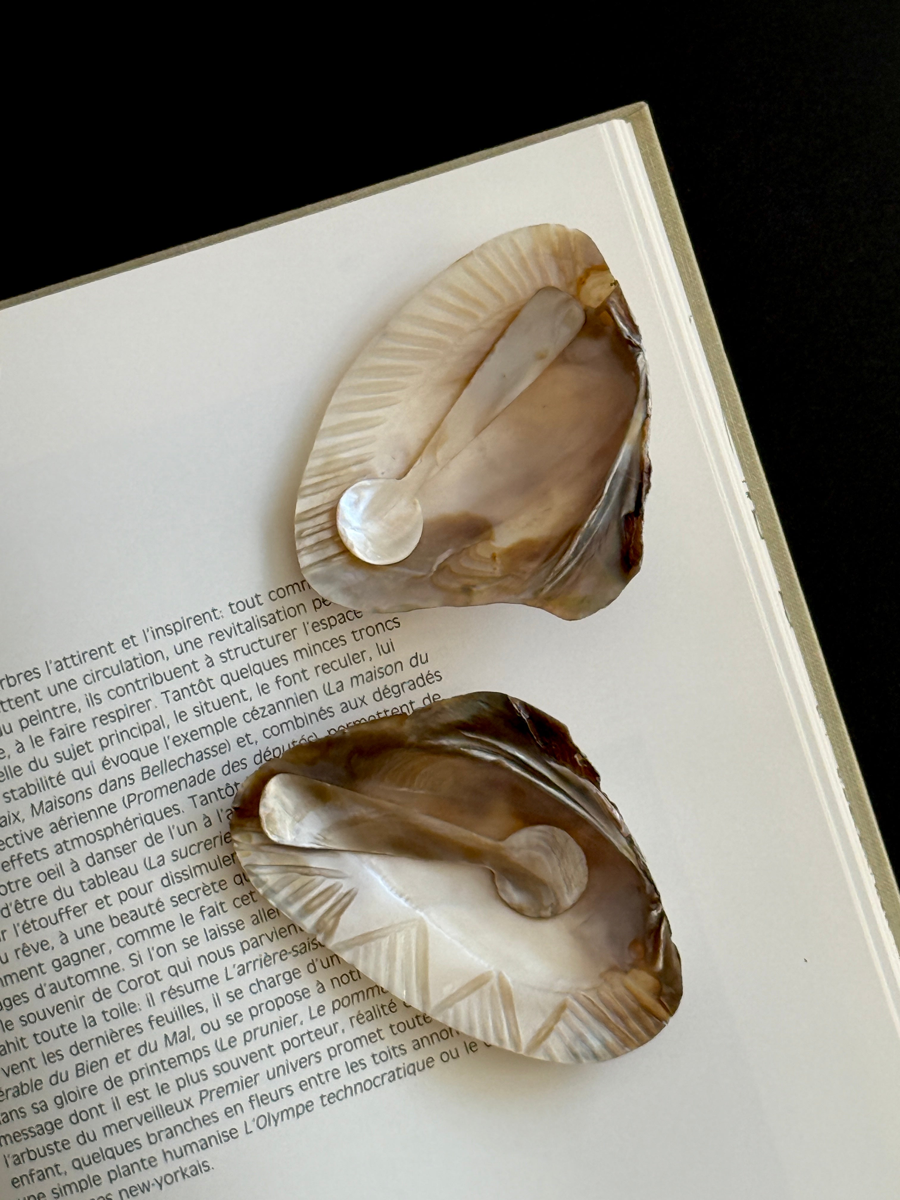 Mother of Pearl Caviar Dish Set 1940s (set of 2)