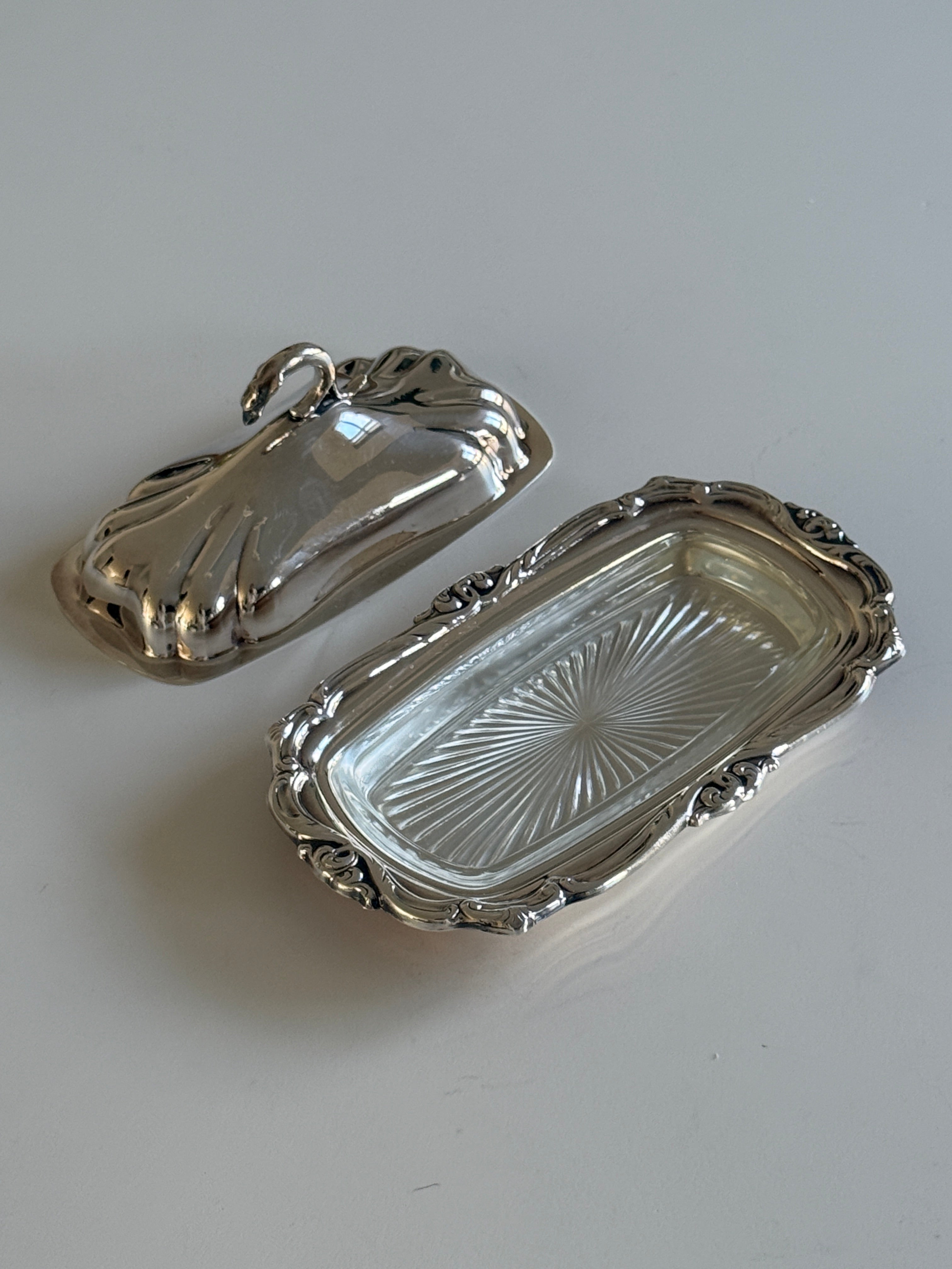 Ornate Silver Plate Butter Dish