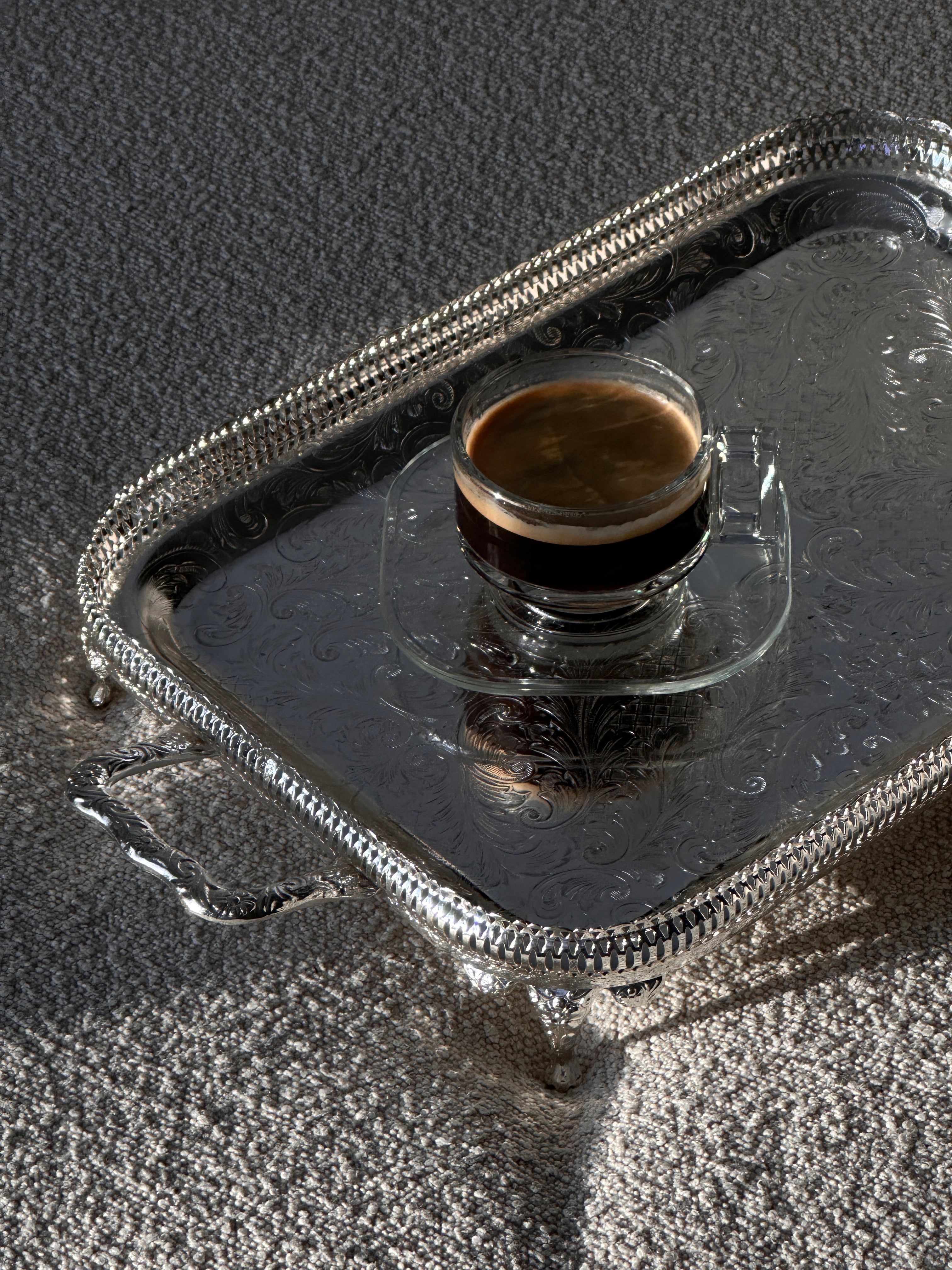 English Silver Plate Footed Gallery Tray