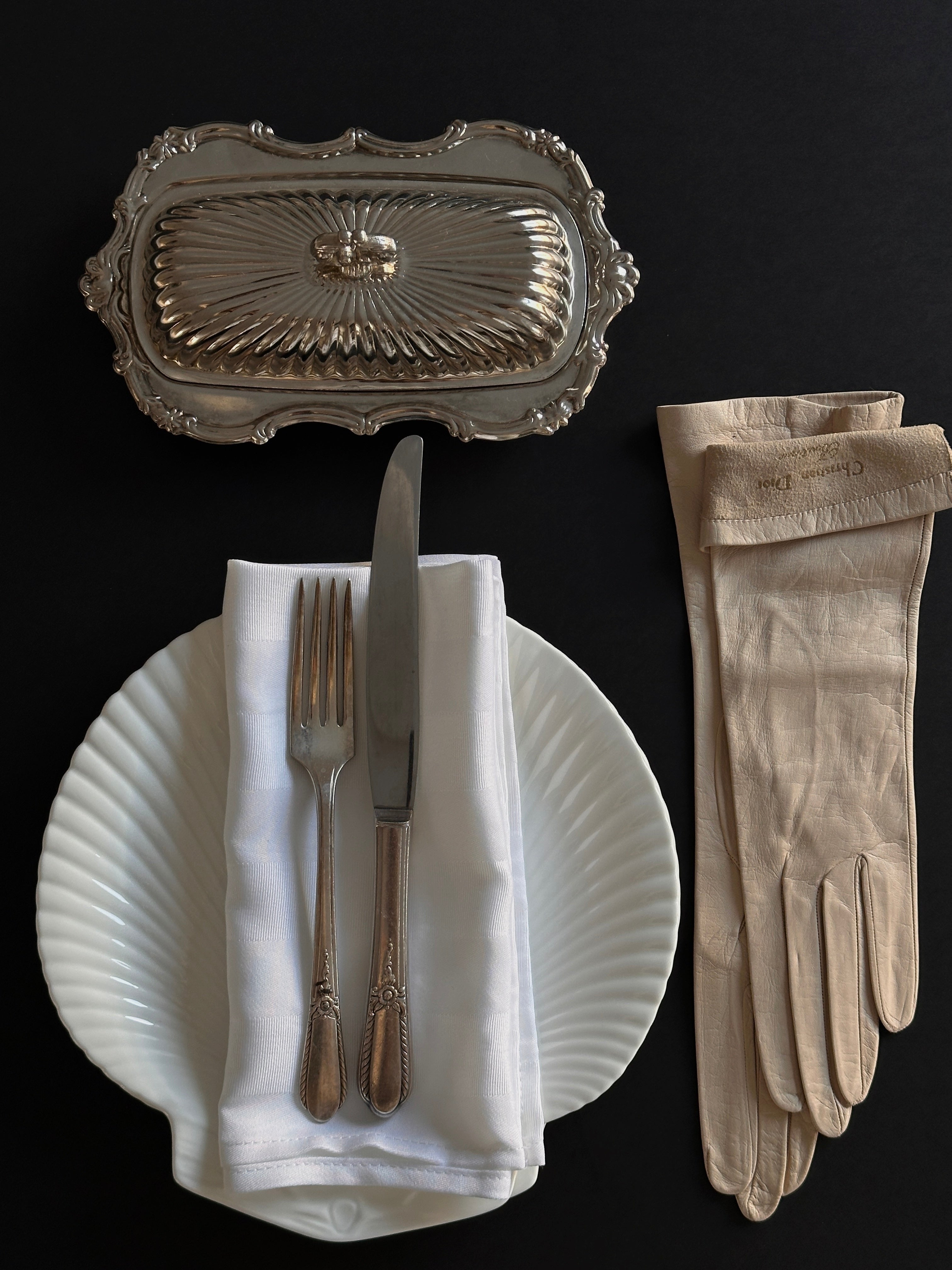 Ornate Silver Plate Butter Dish