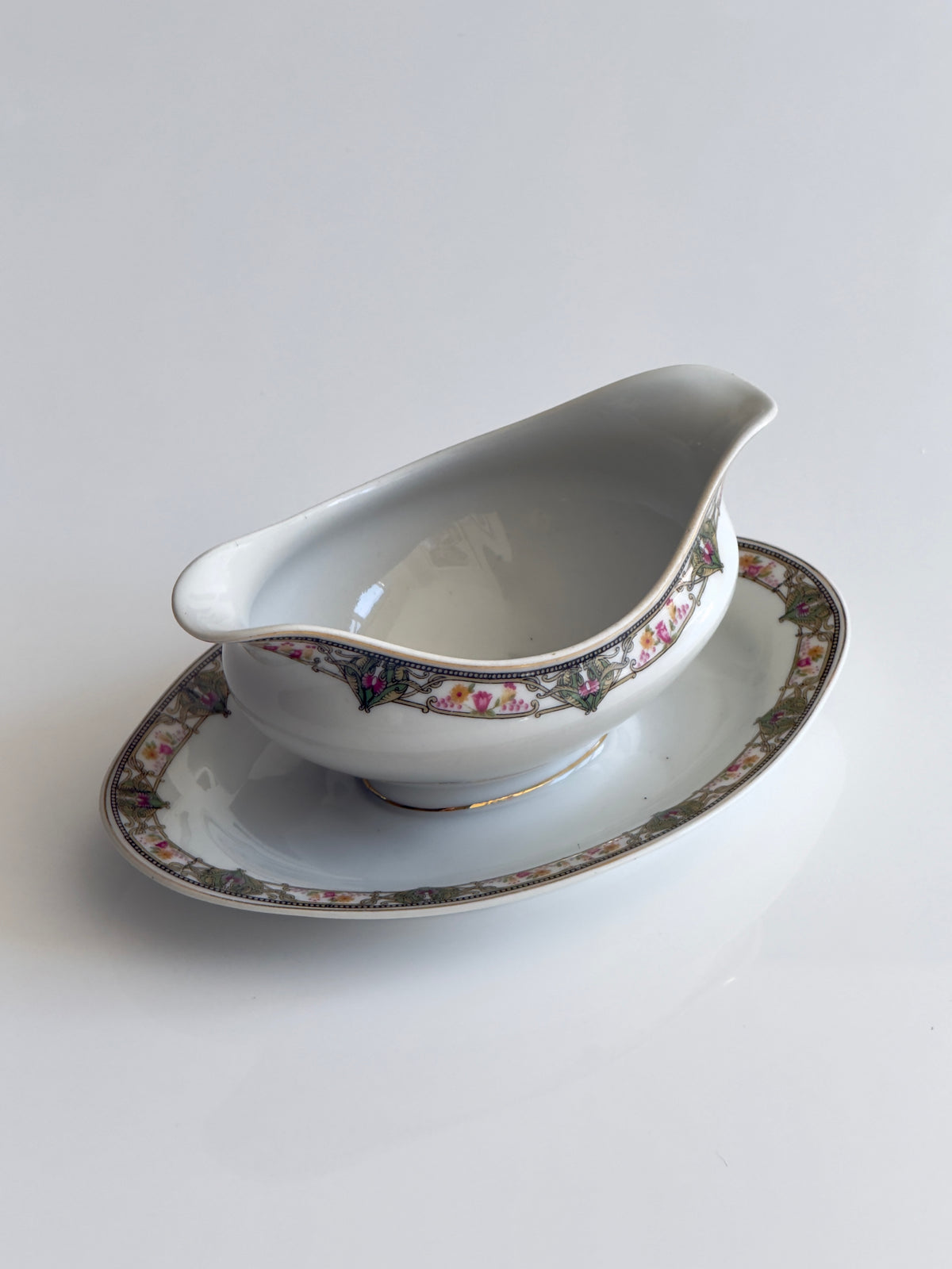 Limoges Floral Gravy Boat & Underplate — France